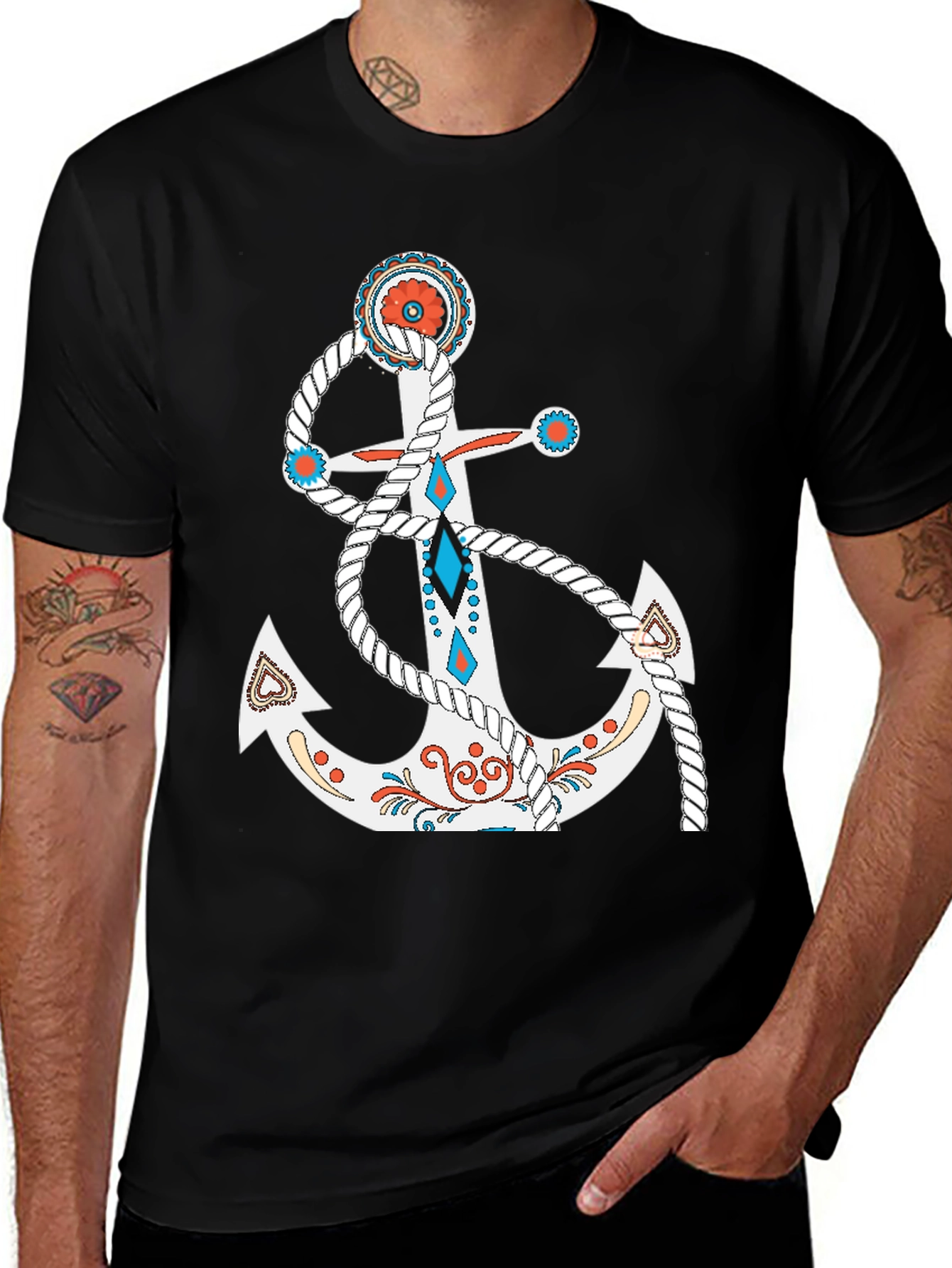 Variant 14 of Nautical Anchor Graphic Tee - Stylish Casual Wear