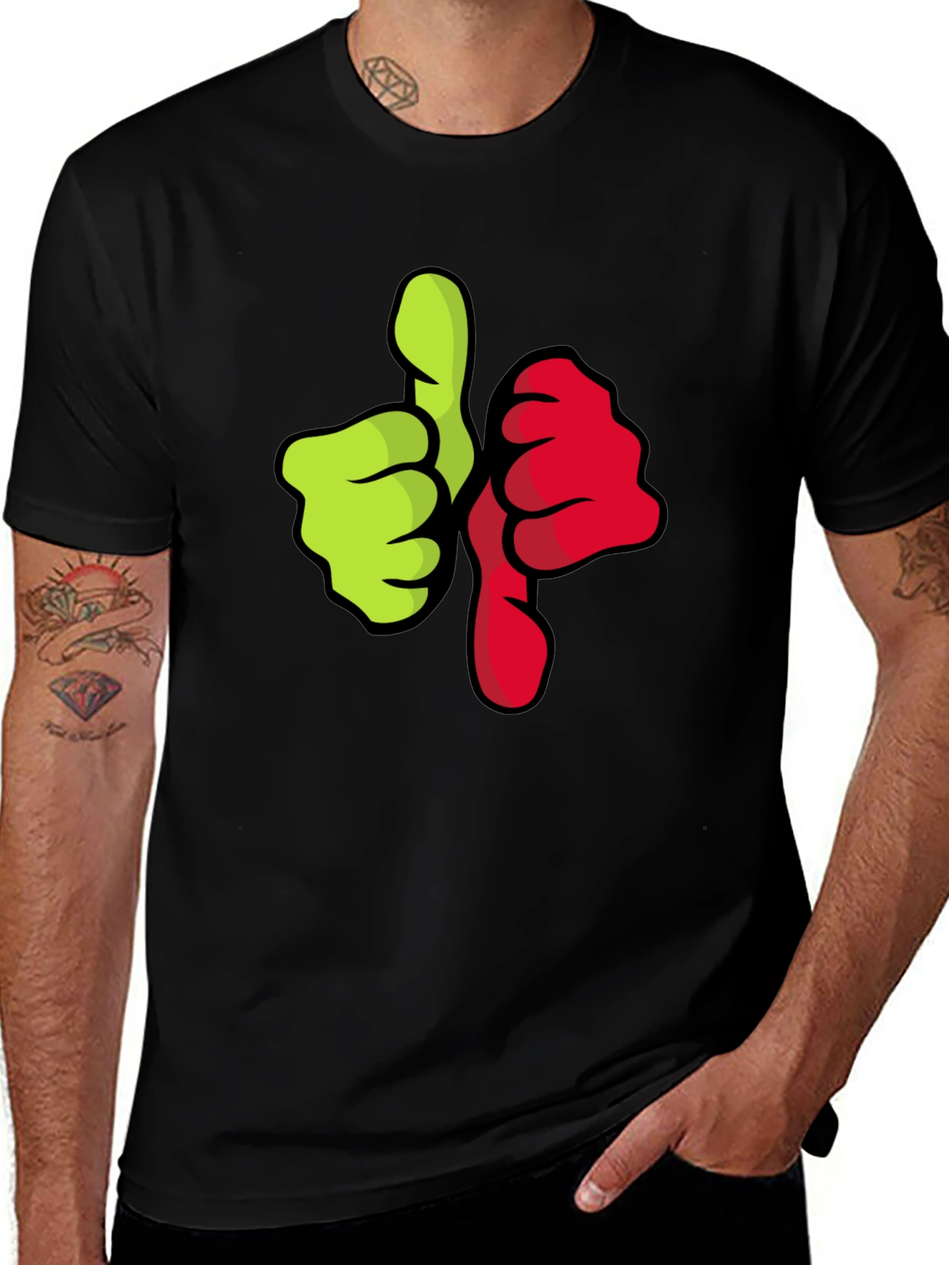 Variant 23 of Thumbs Up/Down Graphic Tee - Black