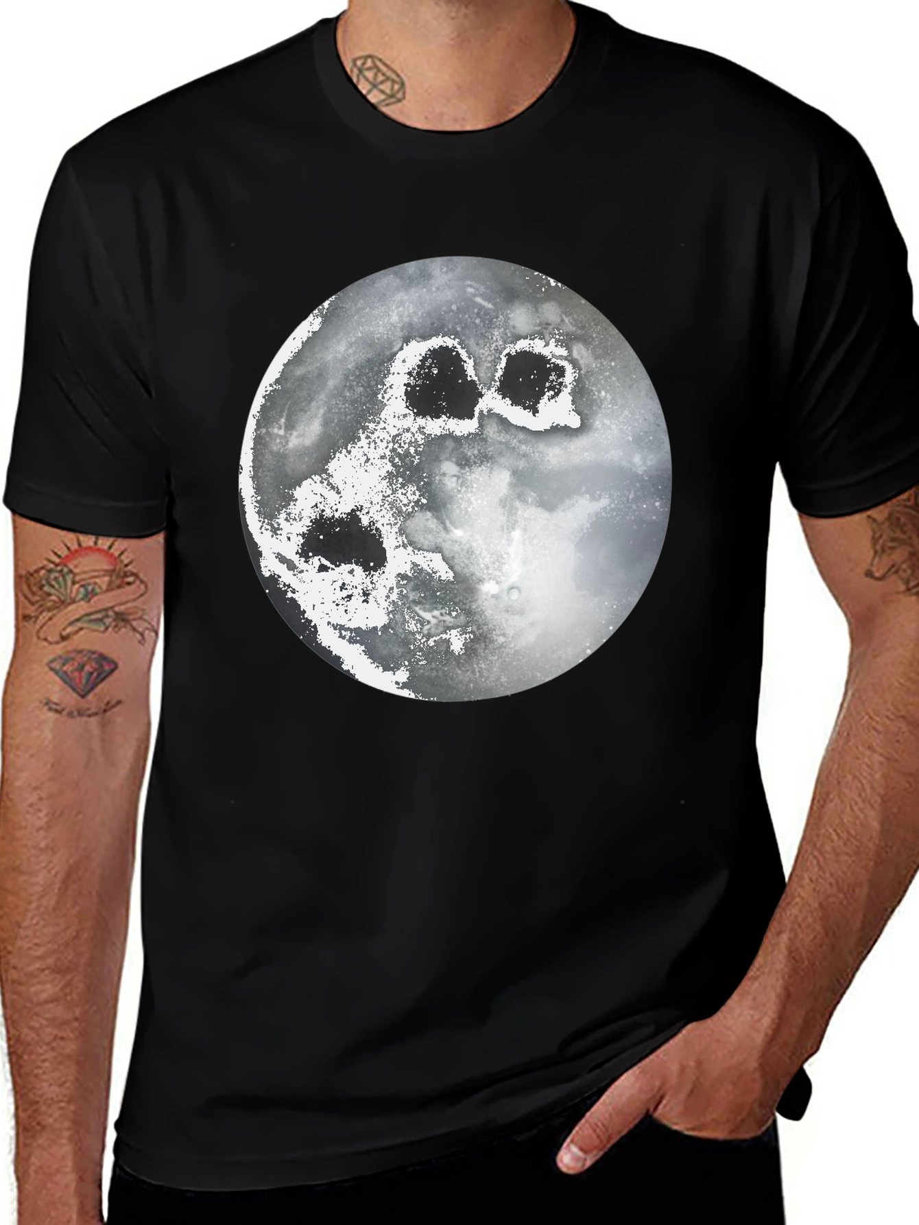 Variant 9 of Moon Graphic Black T-Shirt - Unisex