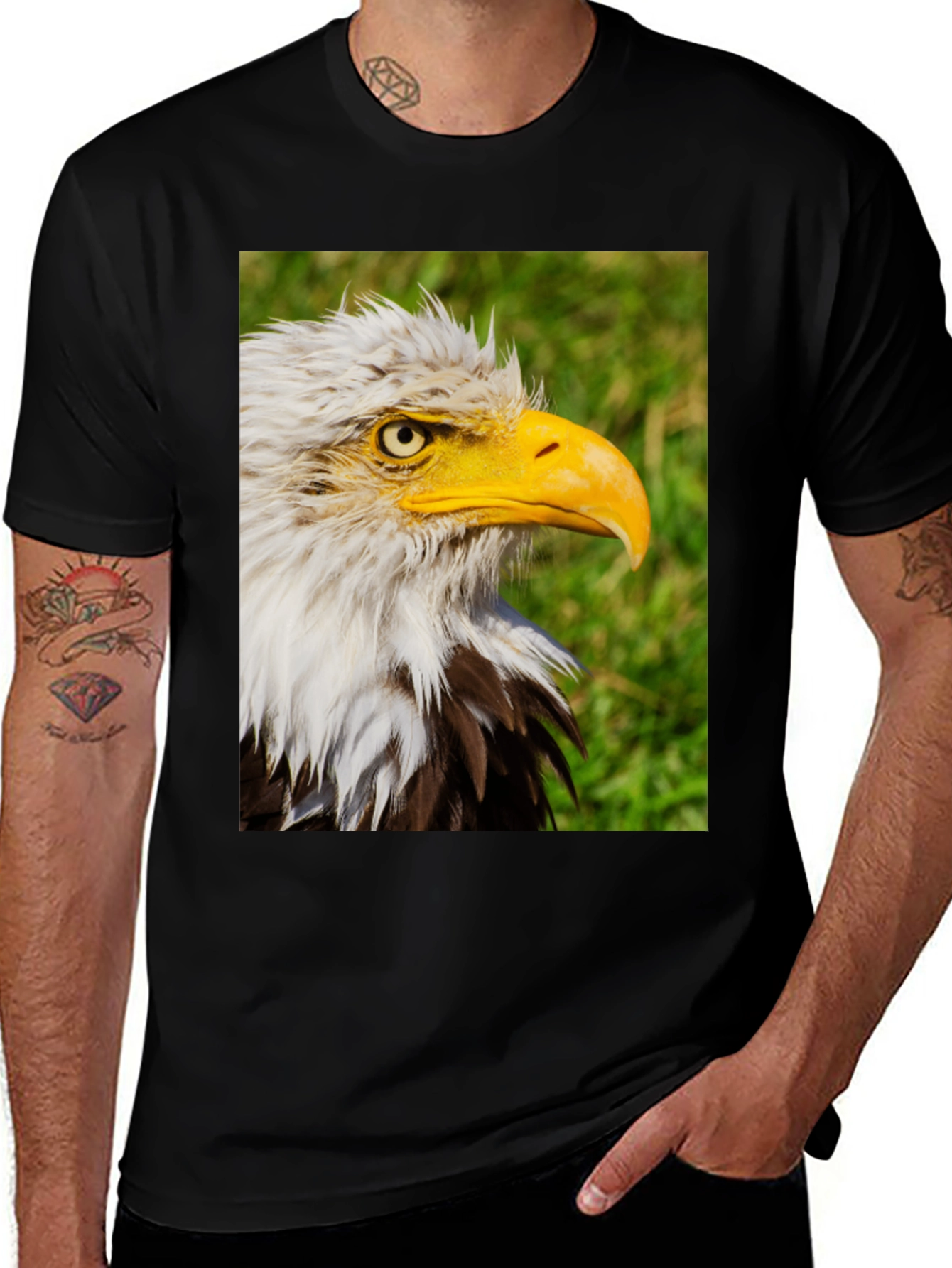 Variant 15 of Bald Eagle Graphic Print Black T-Shirt