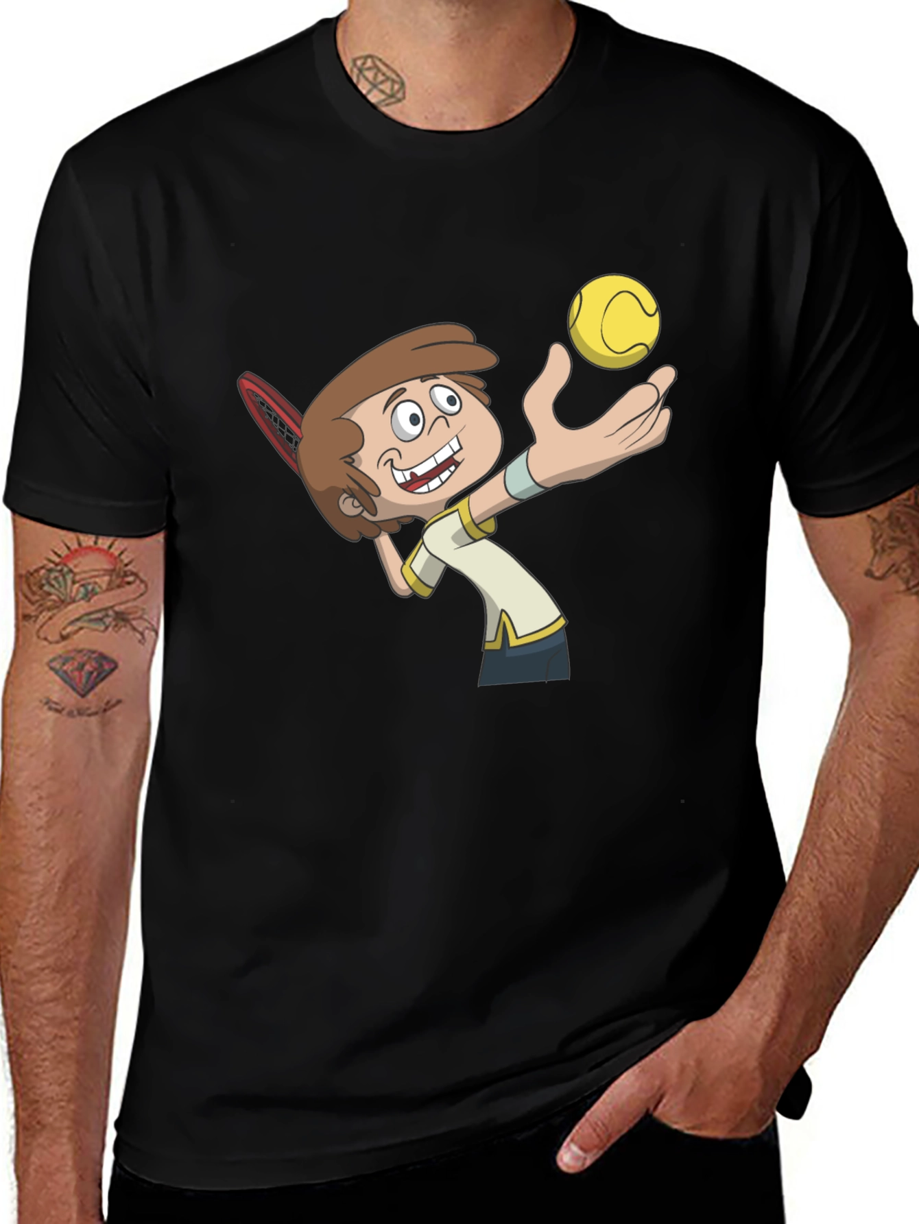 Variant 18 of Cartoon Tennis Player Graphic Tee