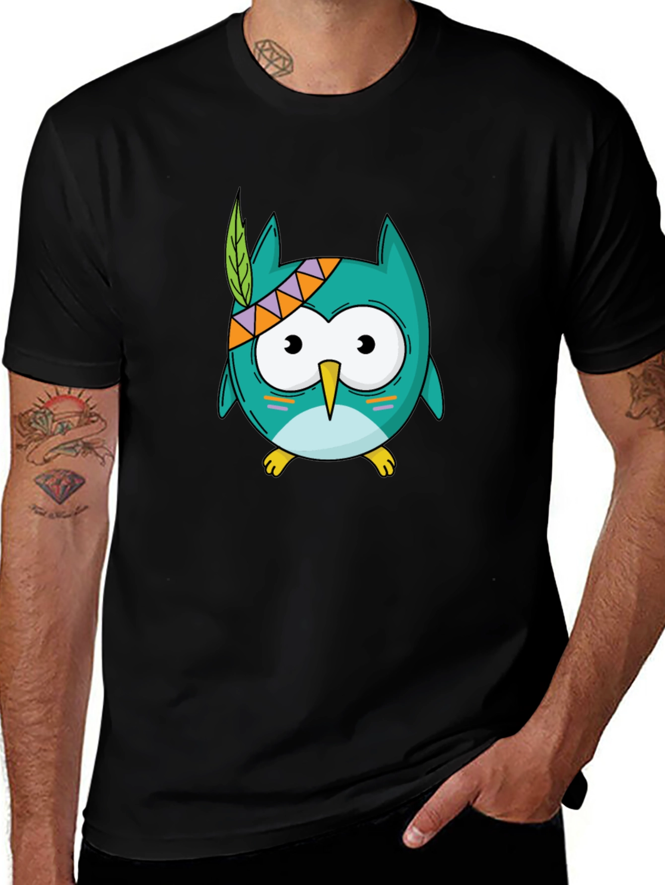 Variant 17 of Cartoon Owl Graphic Tee - Unisex Black T-Shirt