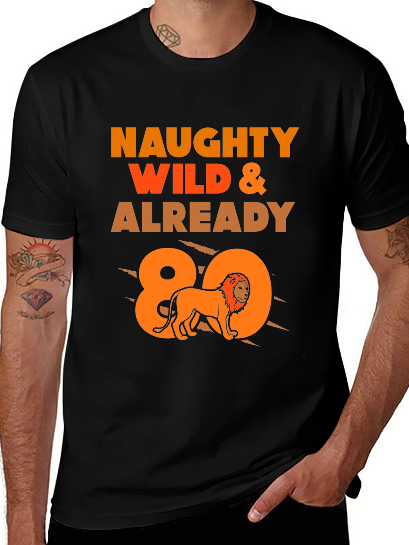 Variant 2 of Naughty Wild & Already 80 Lion Graphic Tee