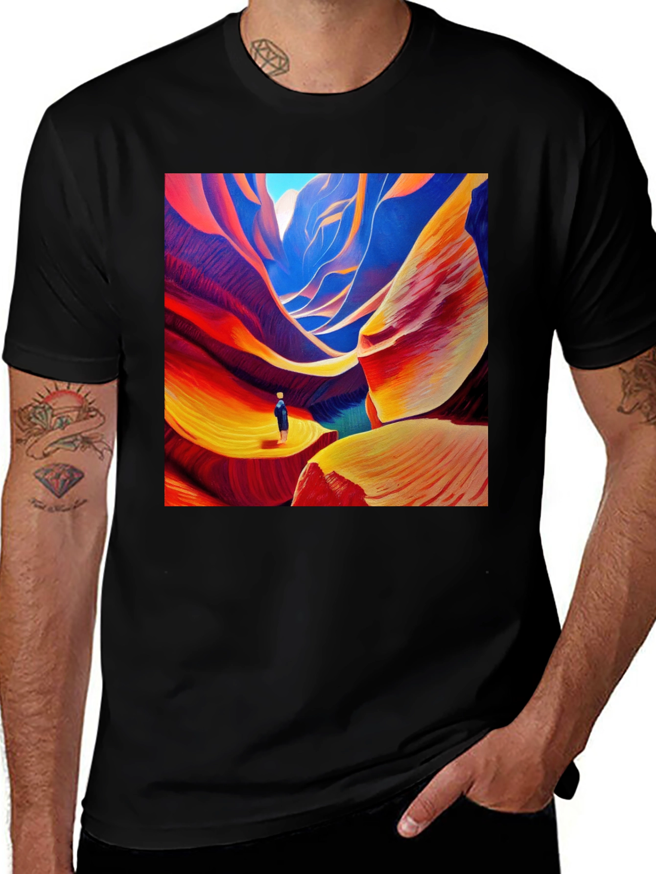 Variant 28 of Colorful Canyon Art Print Black T-Shirt