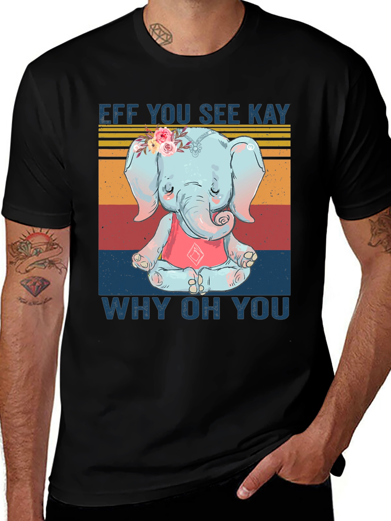 Variant 11 of Elephant Yoga T-Shirt - Eff You See Kay, Why Oh You