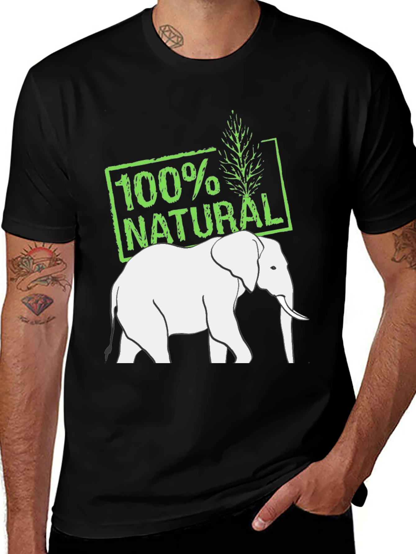 Black 100% Natural Elephant T-Shirt main image