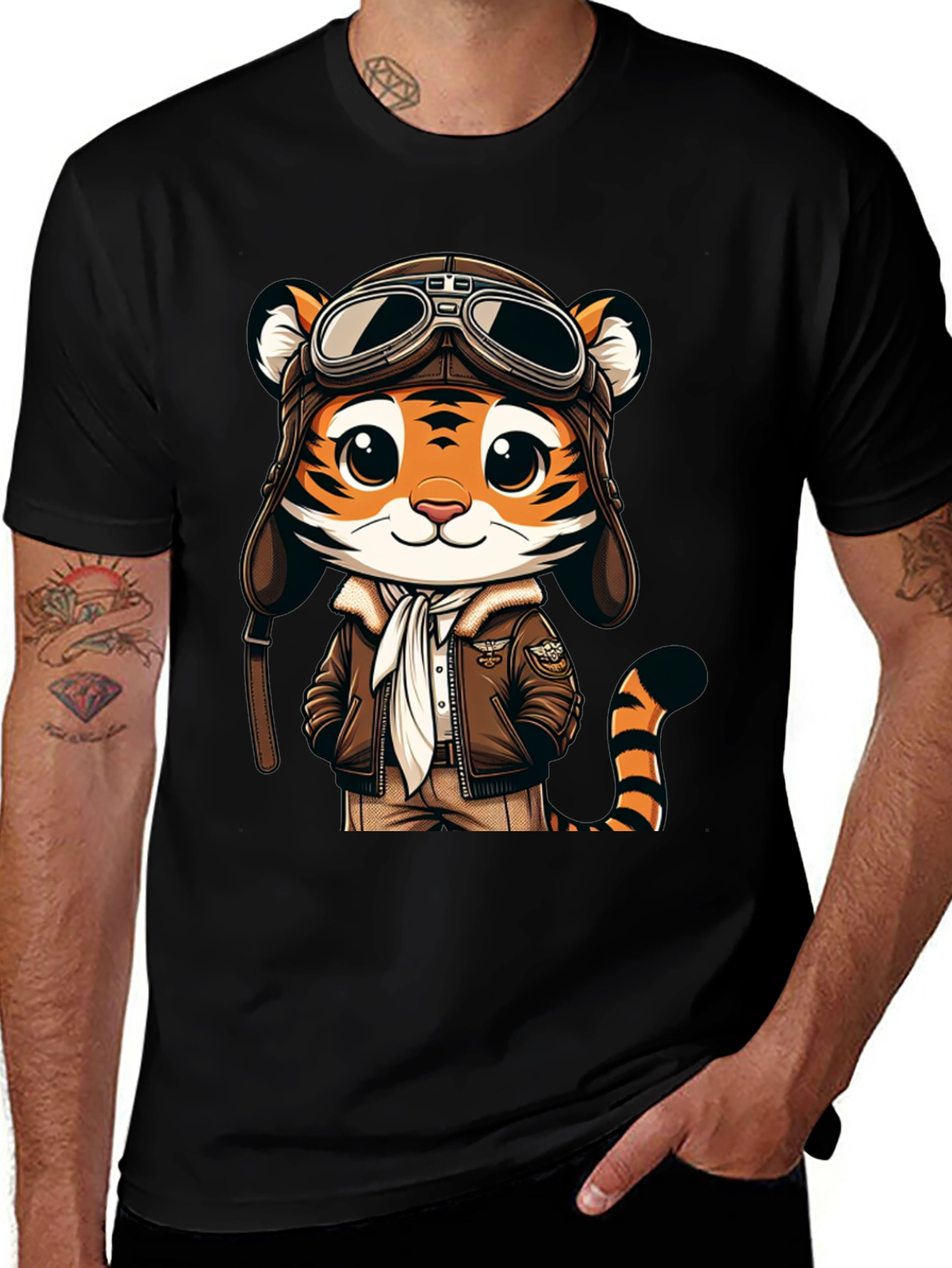Variant 27 of Tiger Pilot T-Shirt - Cool Animal Graphic Tee