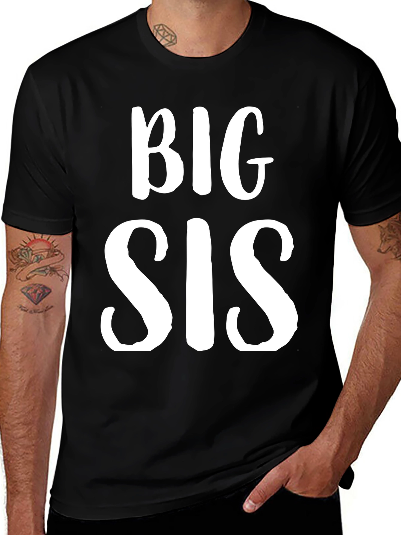 Big Sis Tee - Unisex Black Cotton Blend T-Shirt