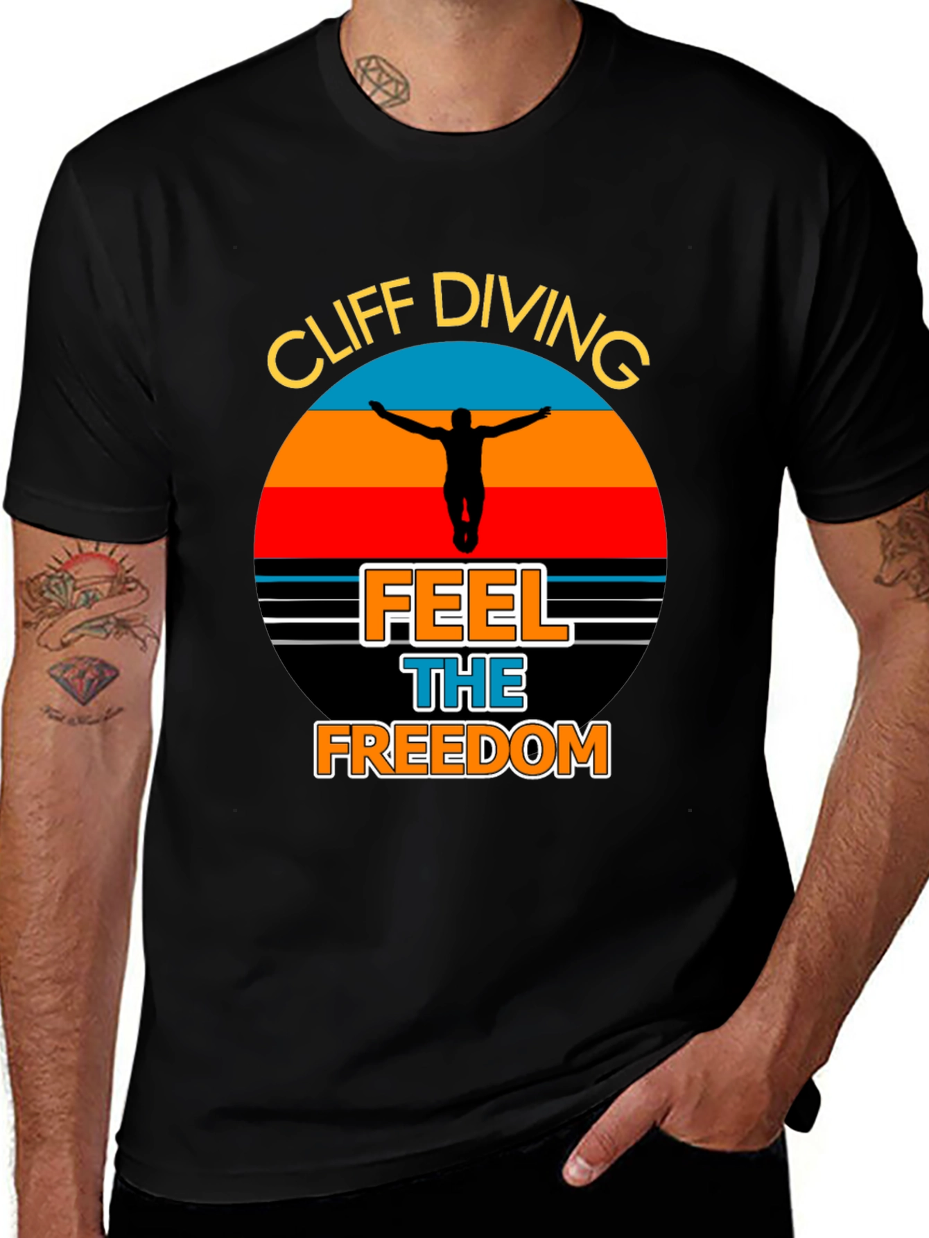 Variant 16 of Cliff Diving T-Shirt - Feel the Freedom Graphic Tee