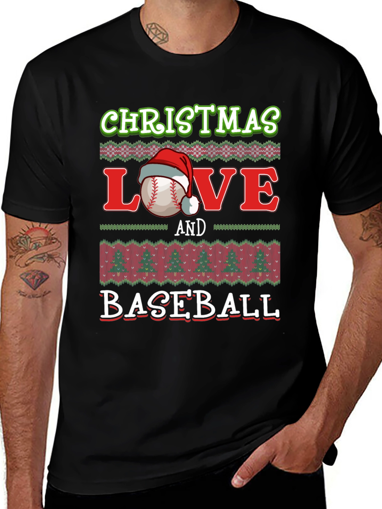 Variant 6 of Christmas Love Baseball Holiday Graphic Tee