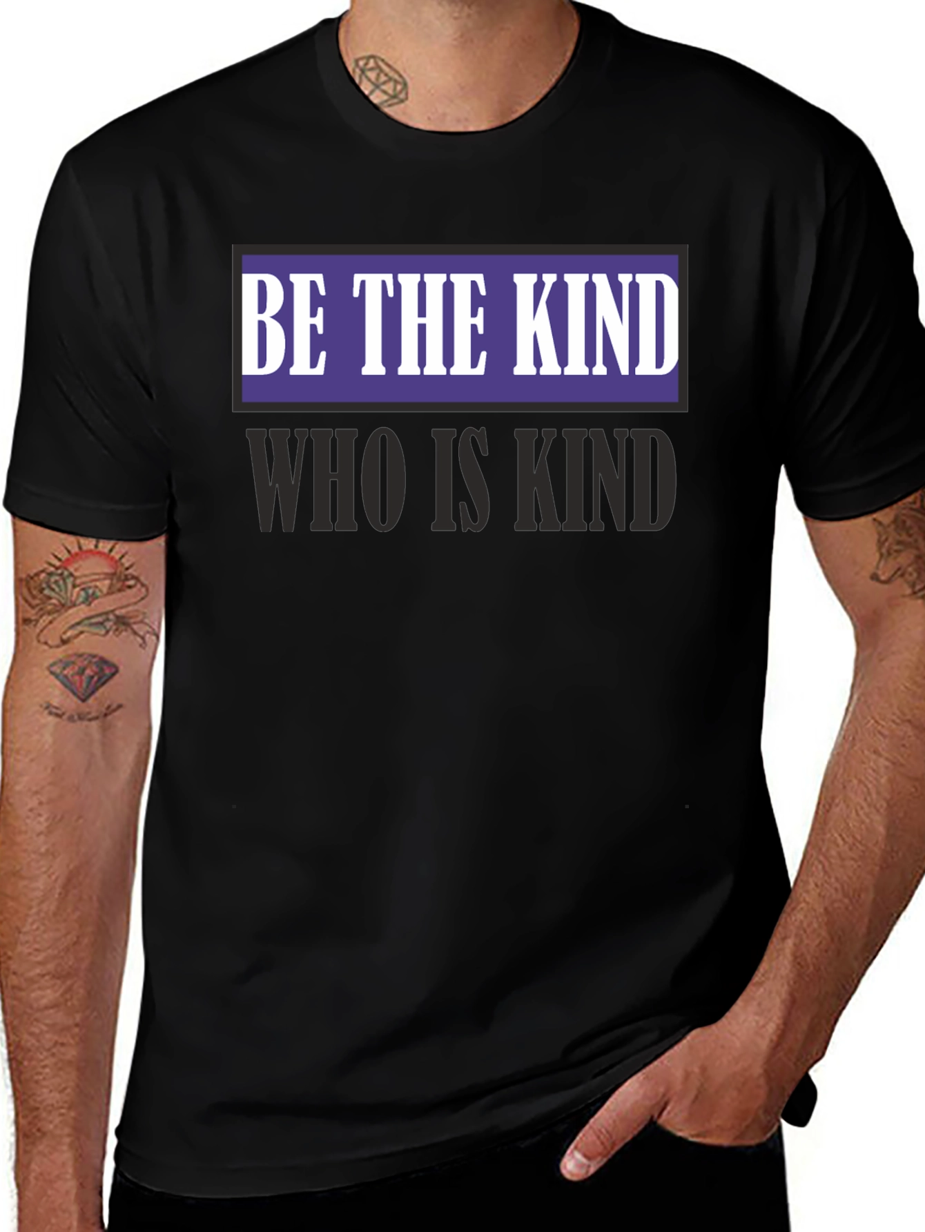 Variant 18 of Be The Kind T-Shirt - Positive Message Black Tee