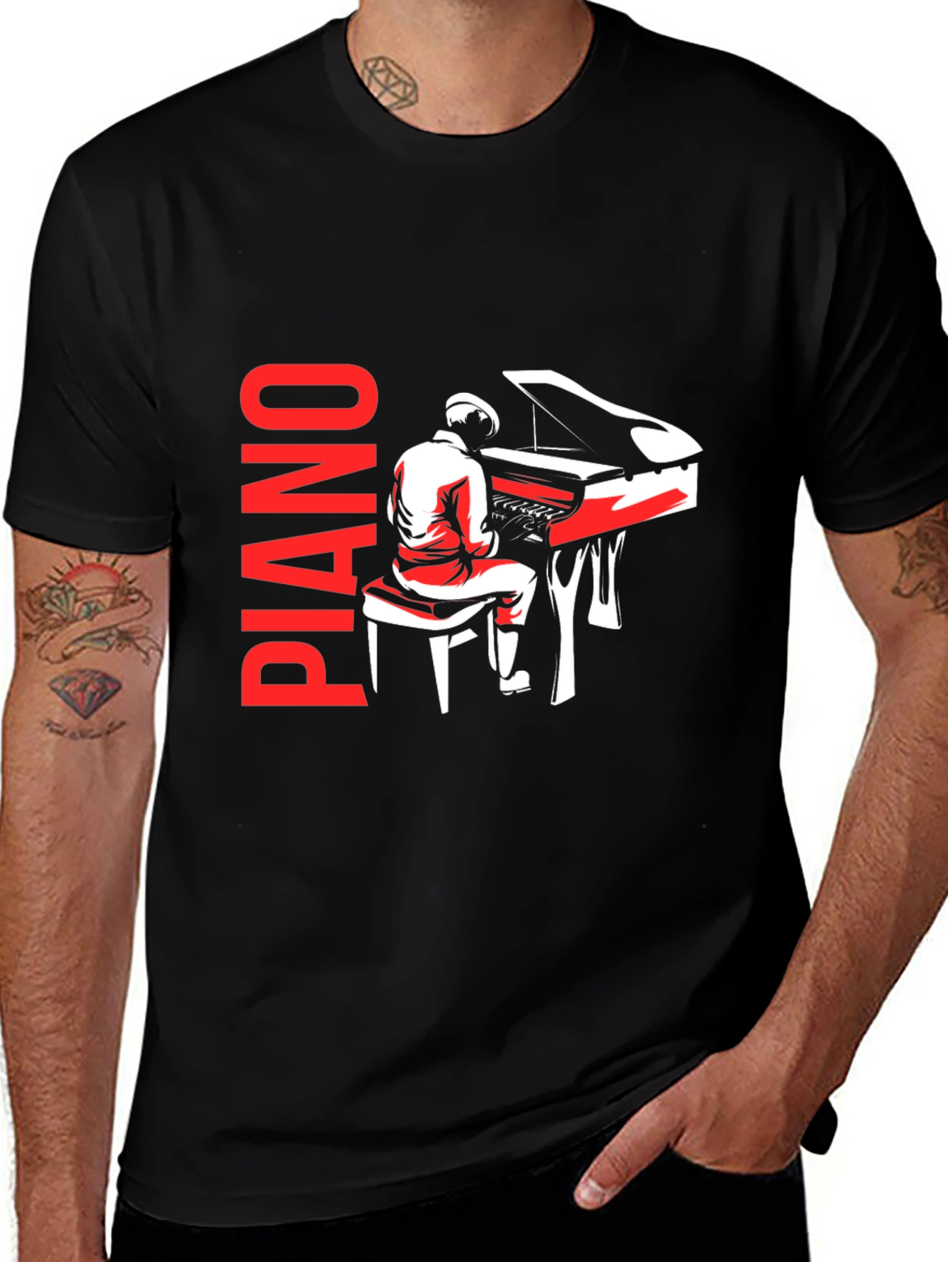 Variant 19 of Piano Player Graphic Tee - Music Lover T-Shirt