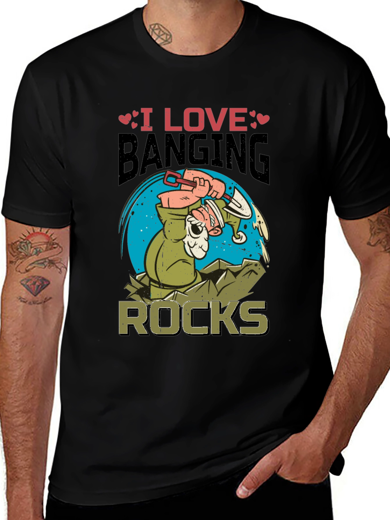 Variant 15 of I Love Banging Rocks Black Graphic T-Shirt