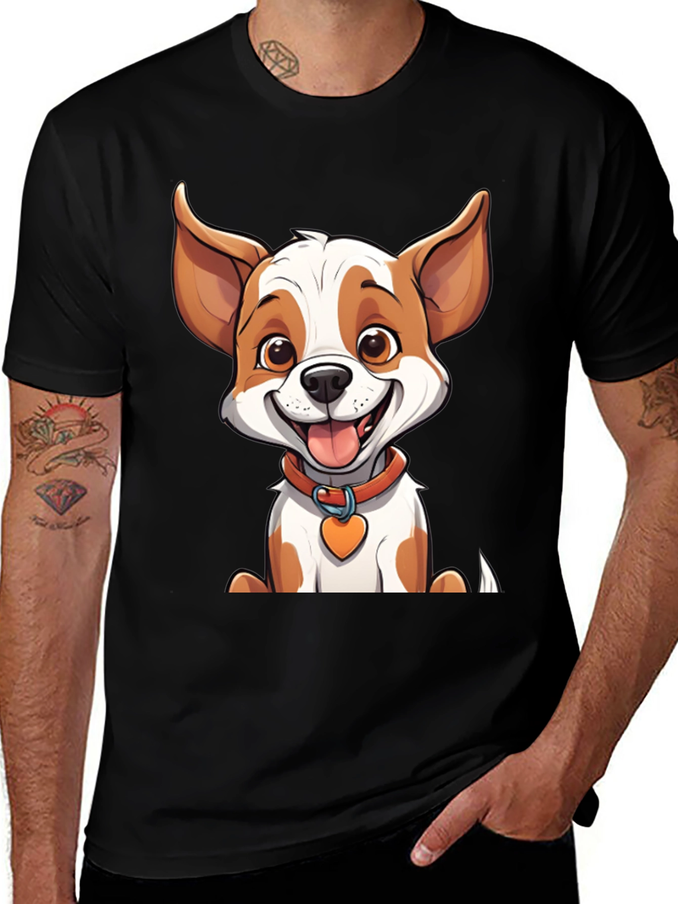 Cute Cartoon Dog Graphic T-Shirt