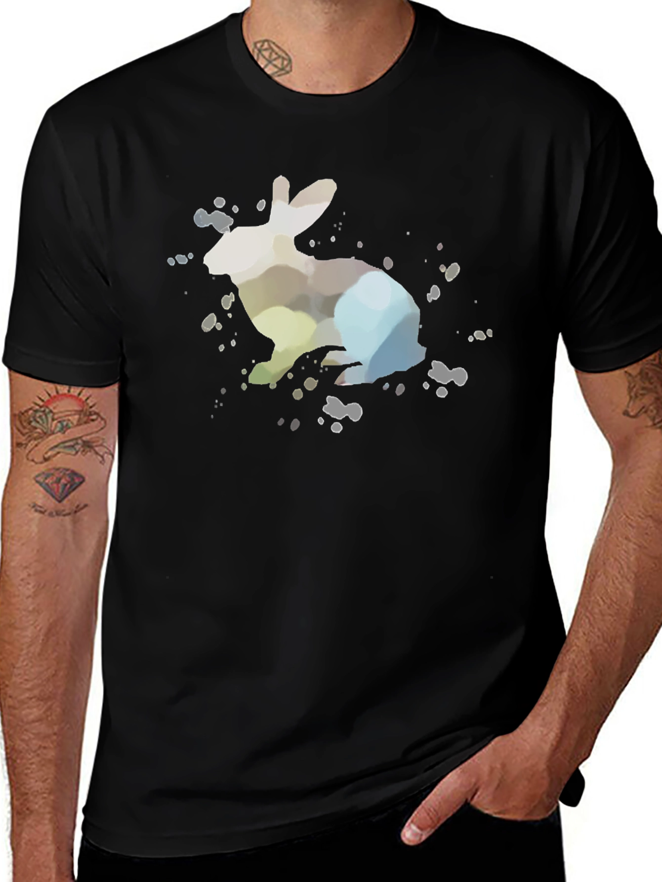 Variant 17 of Watercolor Rabbit Graphic Tee - Modern Art Shirt