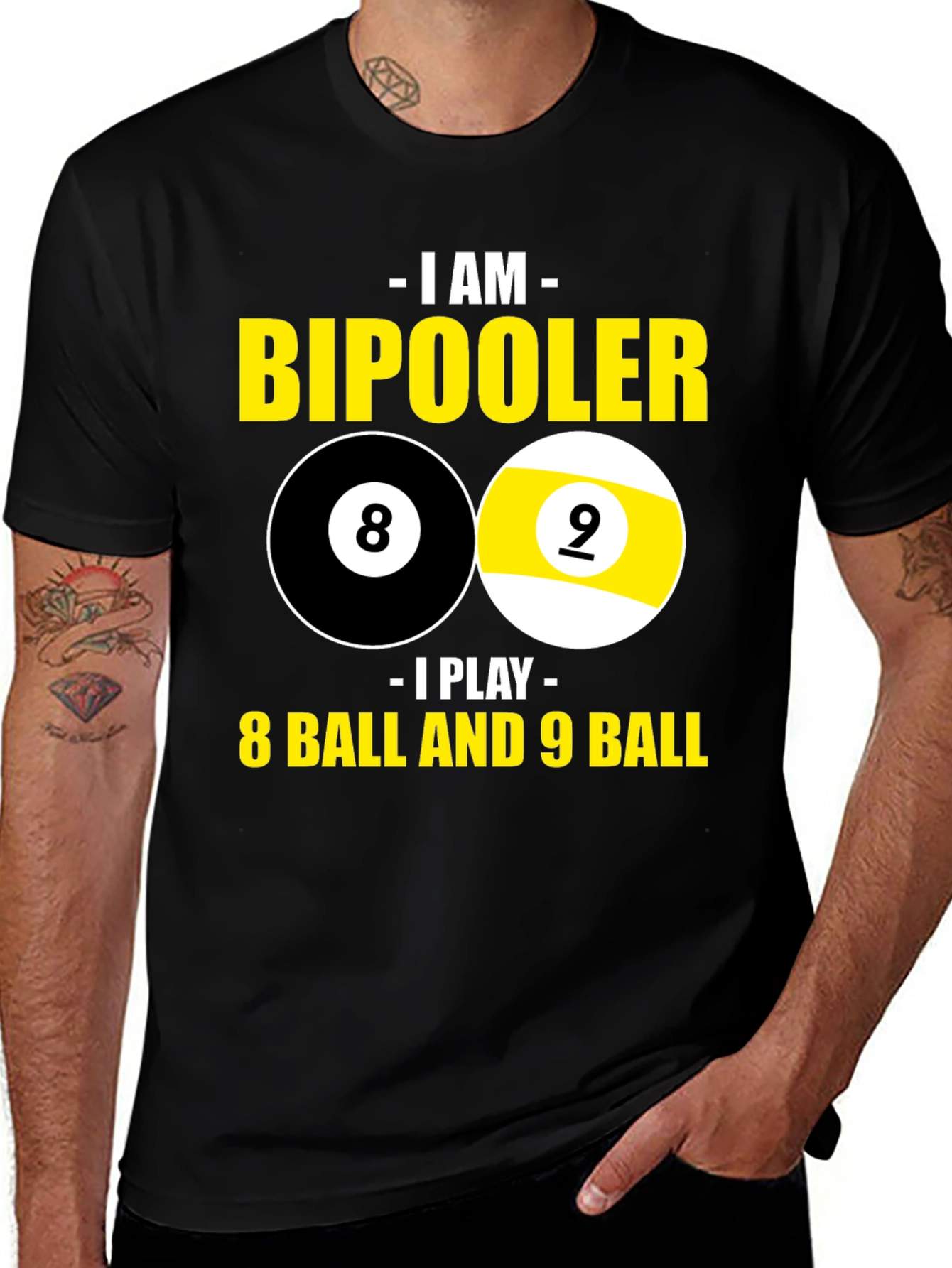 Black Bipooler 8 Ball & 9 Ball Graphic T-Shirt main image