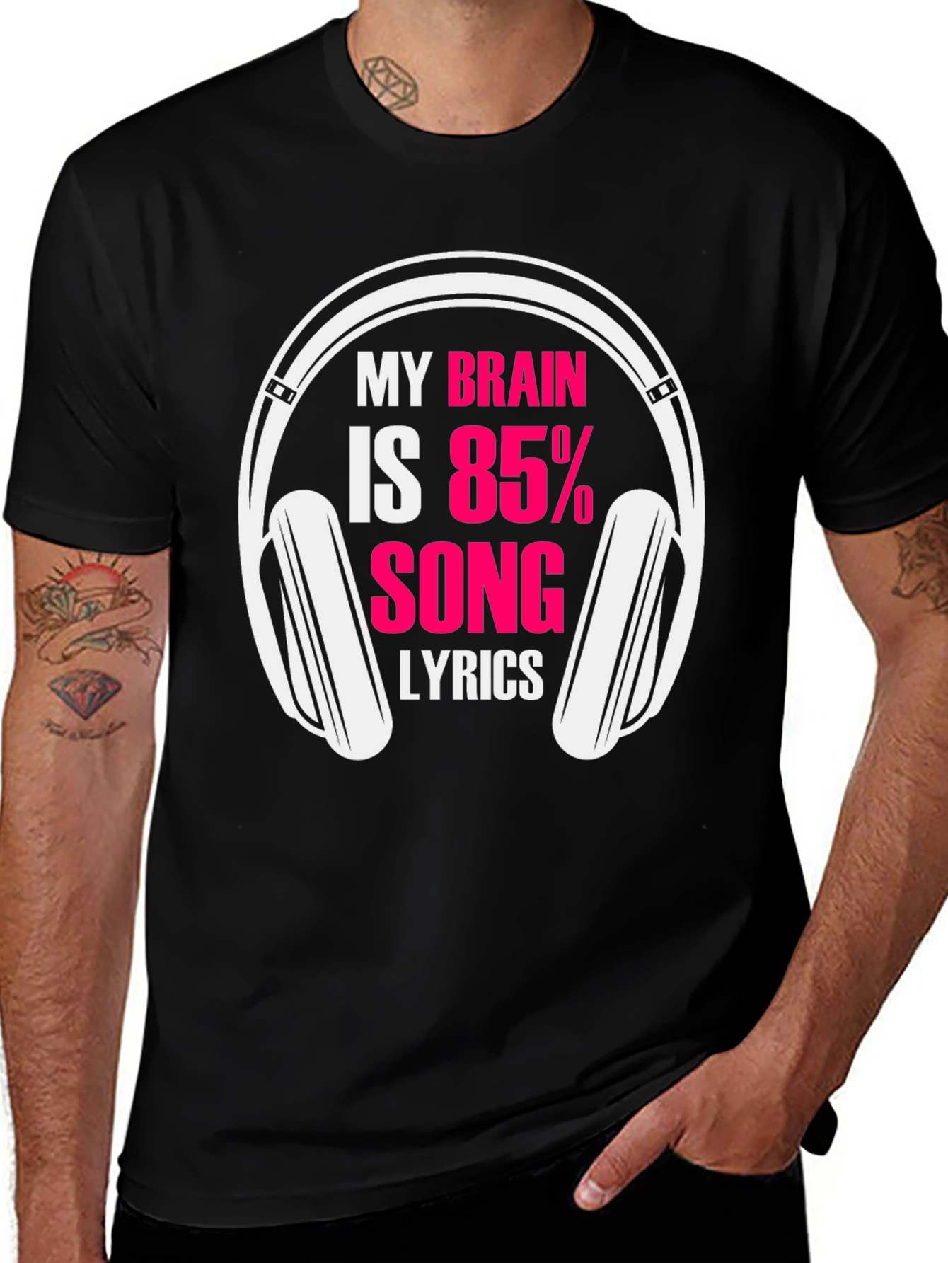 Variant 24 of Brain 85% Song Lyrics Black T-Shirt