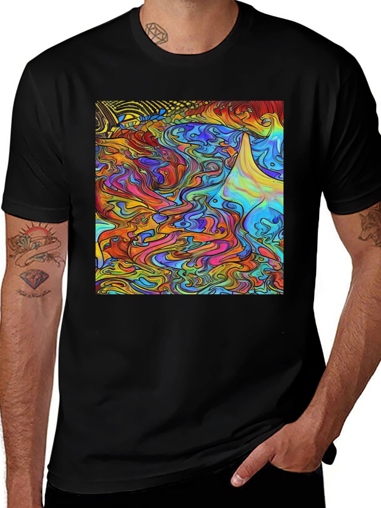 Abstract Art Men's Black T-Shirt