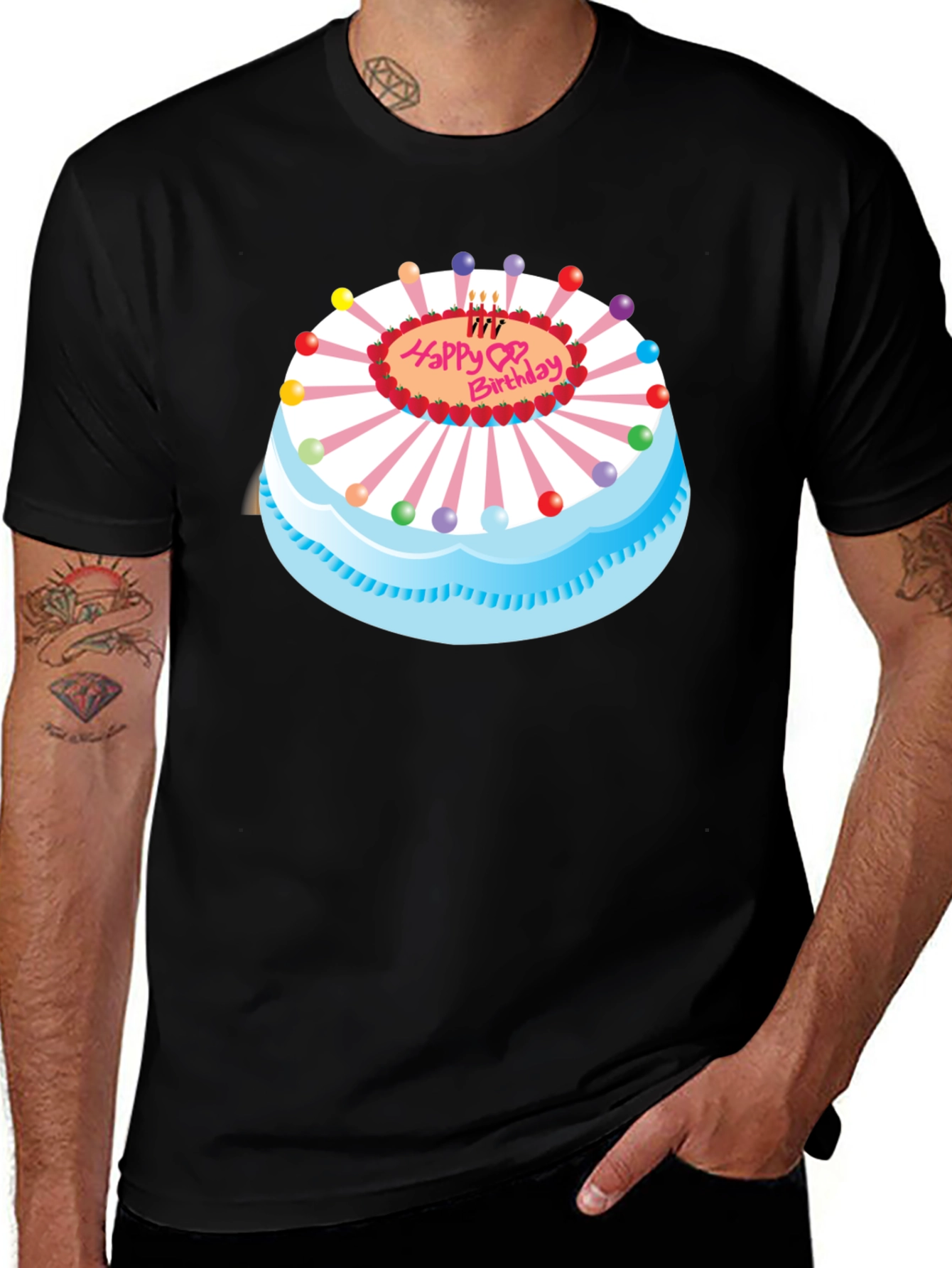Variant 9 of Birthday Cake Graphic Black Tee