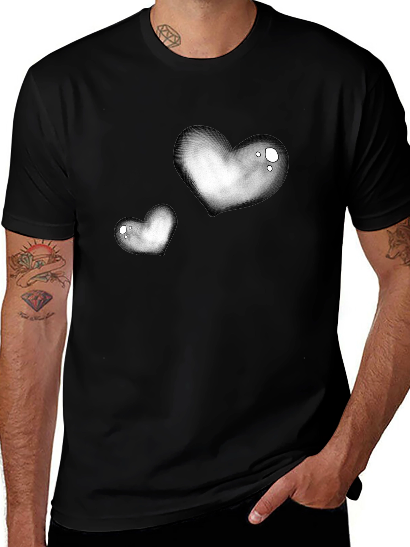 Variant 20 of Heart Graphic Black T-Shirt - Manga Style