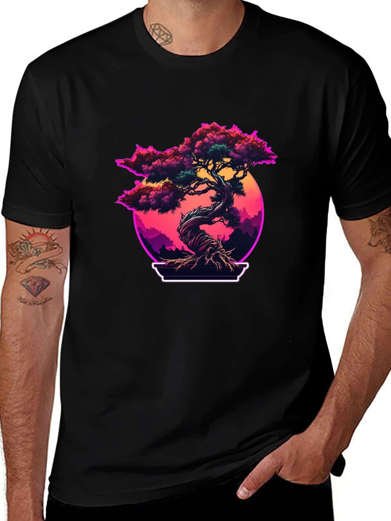 Variant 4 of Retro Bonsai Tree Graphic T-Shirt