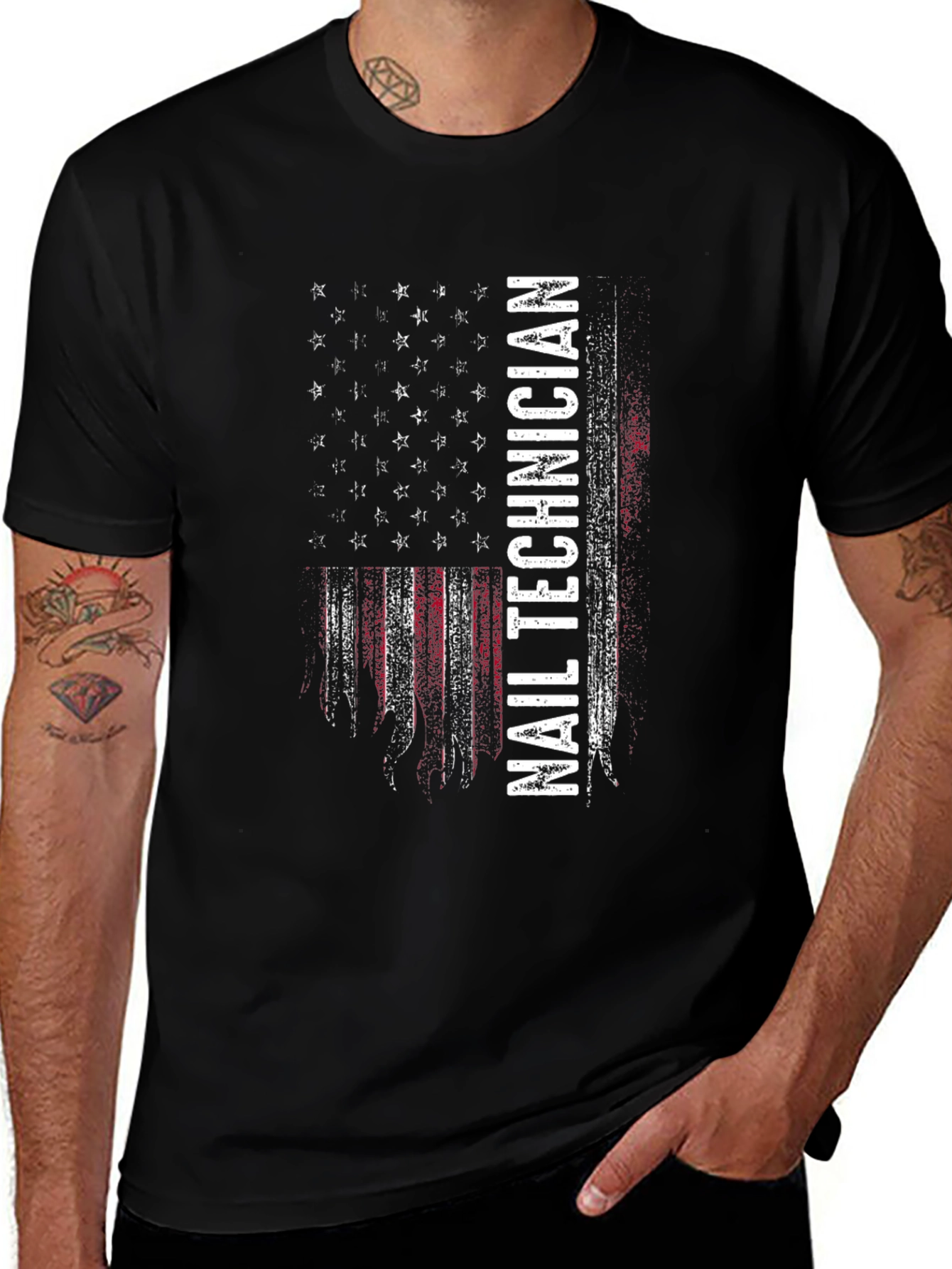 Variant 9 of Nail Technician American Flag Graphic T-Shirt