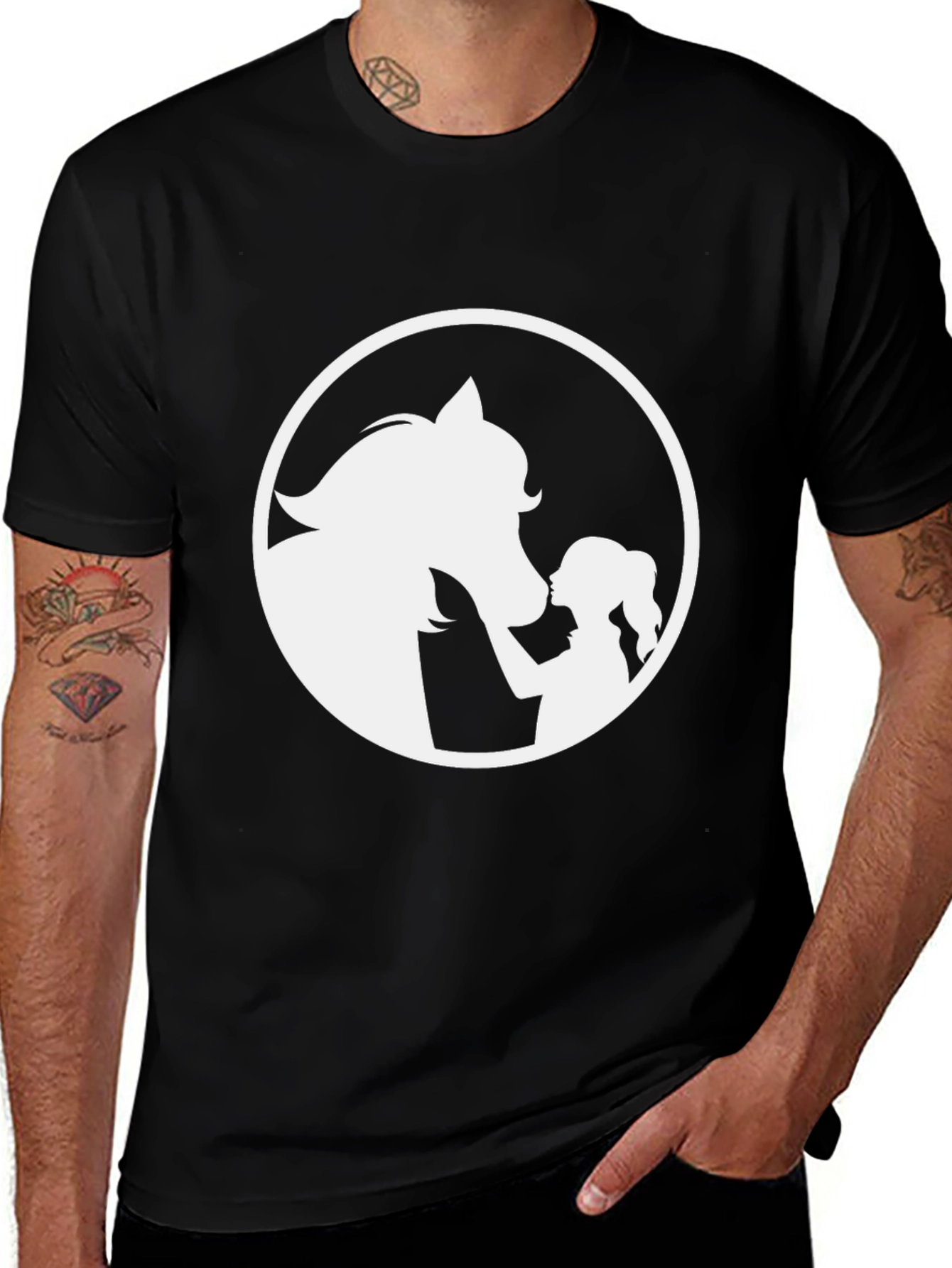 Variant 16 of Horse & Girl Graphic Tee - Black