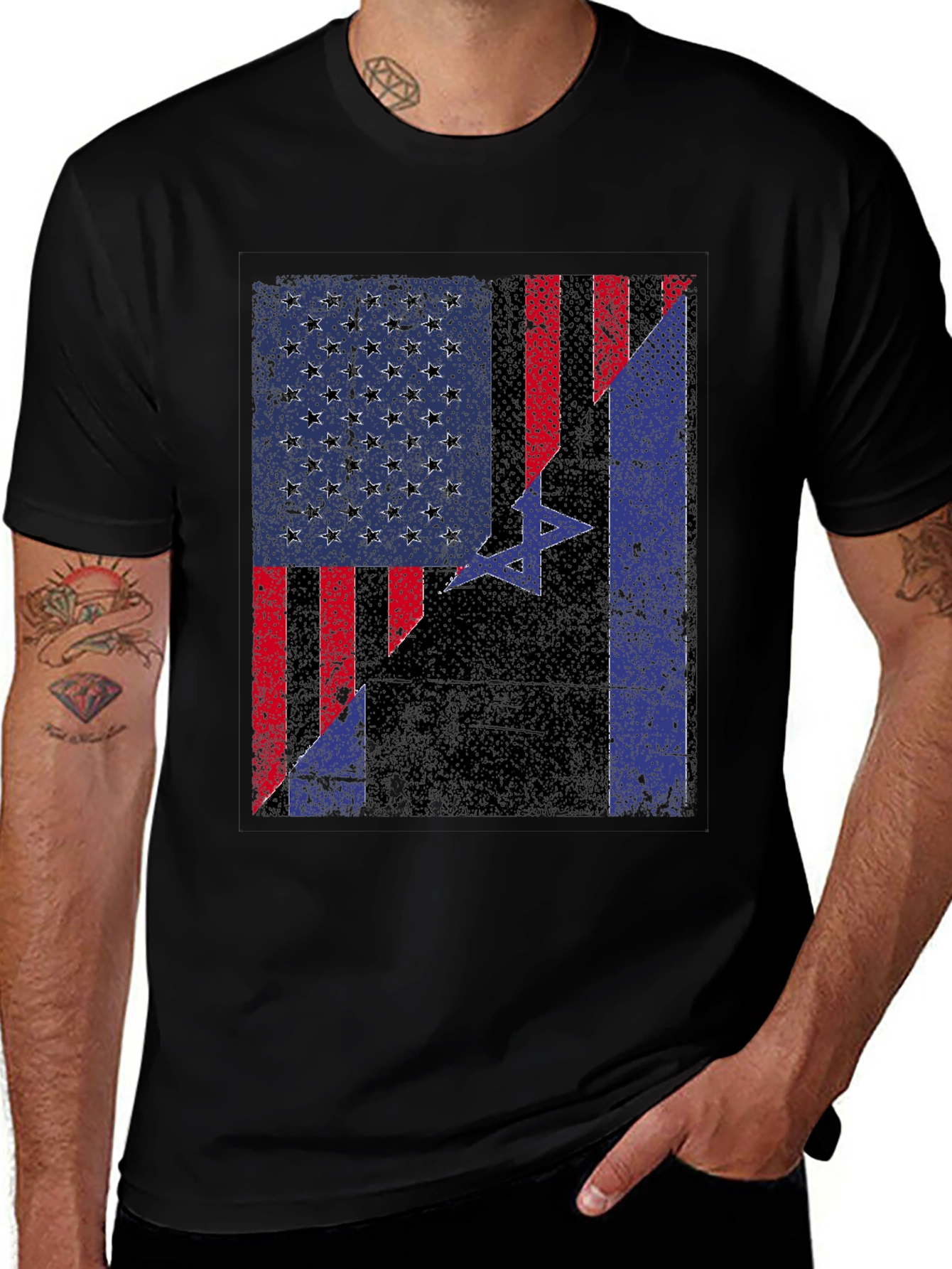 USA Israel Flag Graphic T-Shirt
