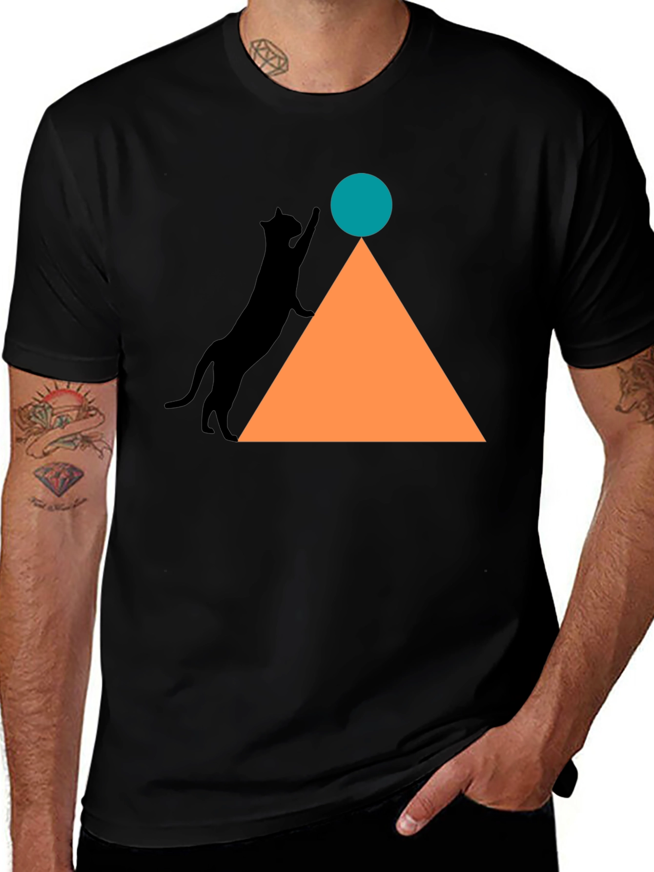 Variant 29 of Geometric Cat T-Shirt - Quirky Design