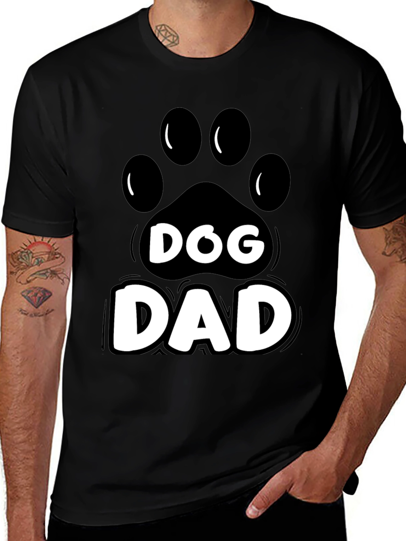 Variant 28 of Dog Dad T-Shirt - Paw Print Design