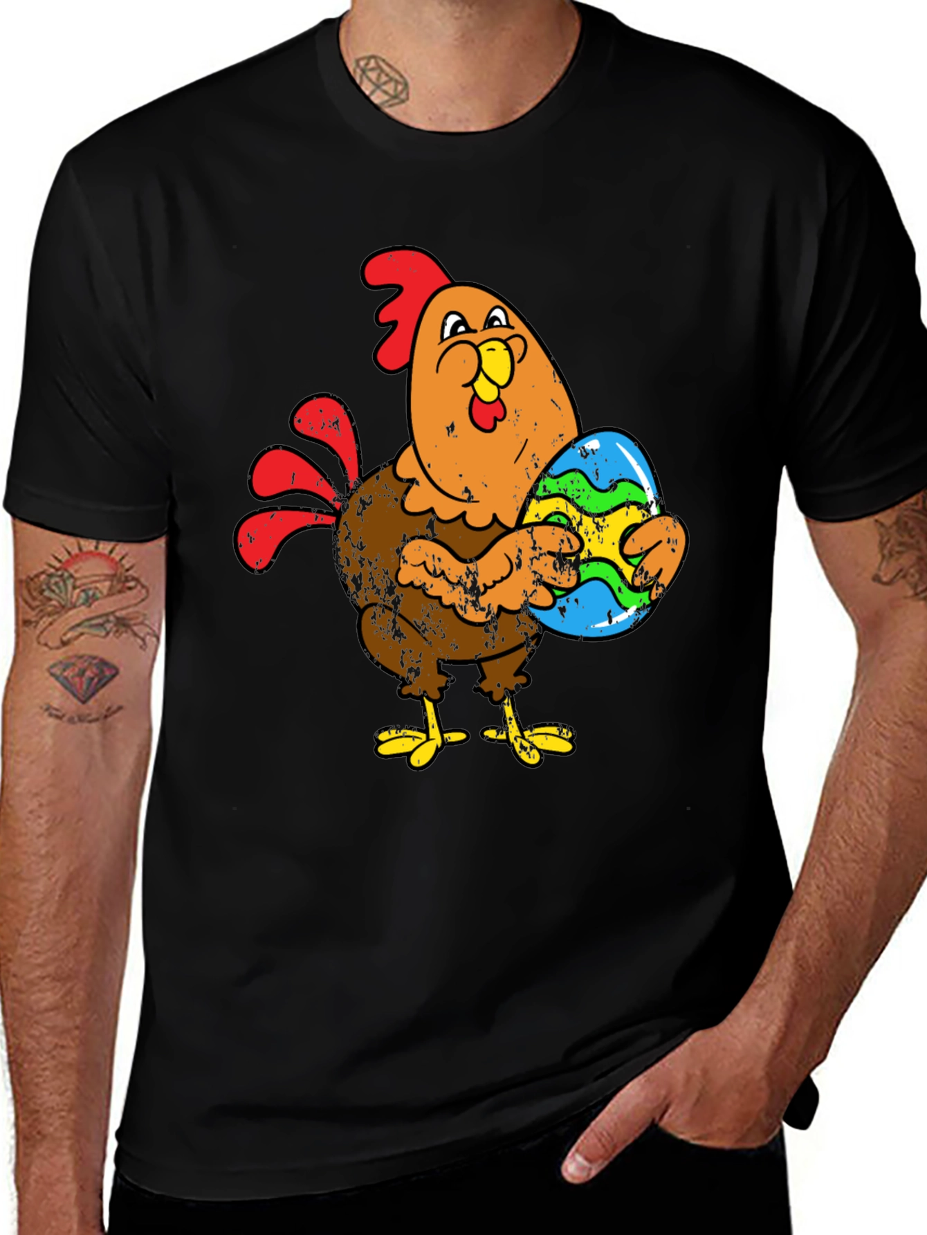 Variant 19 of Easter Chicken Holding Egg Graphic T-Shirt