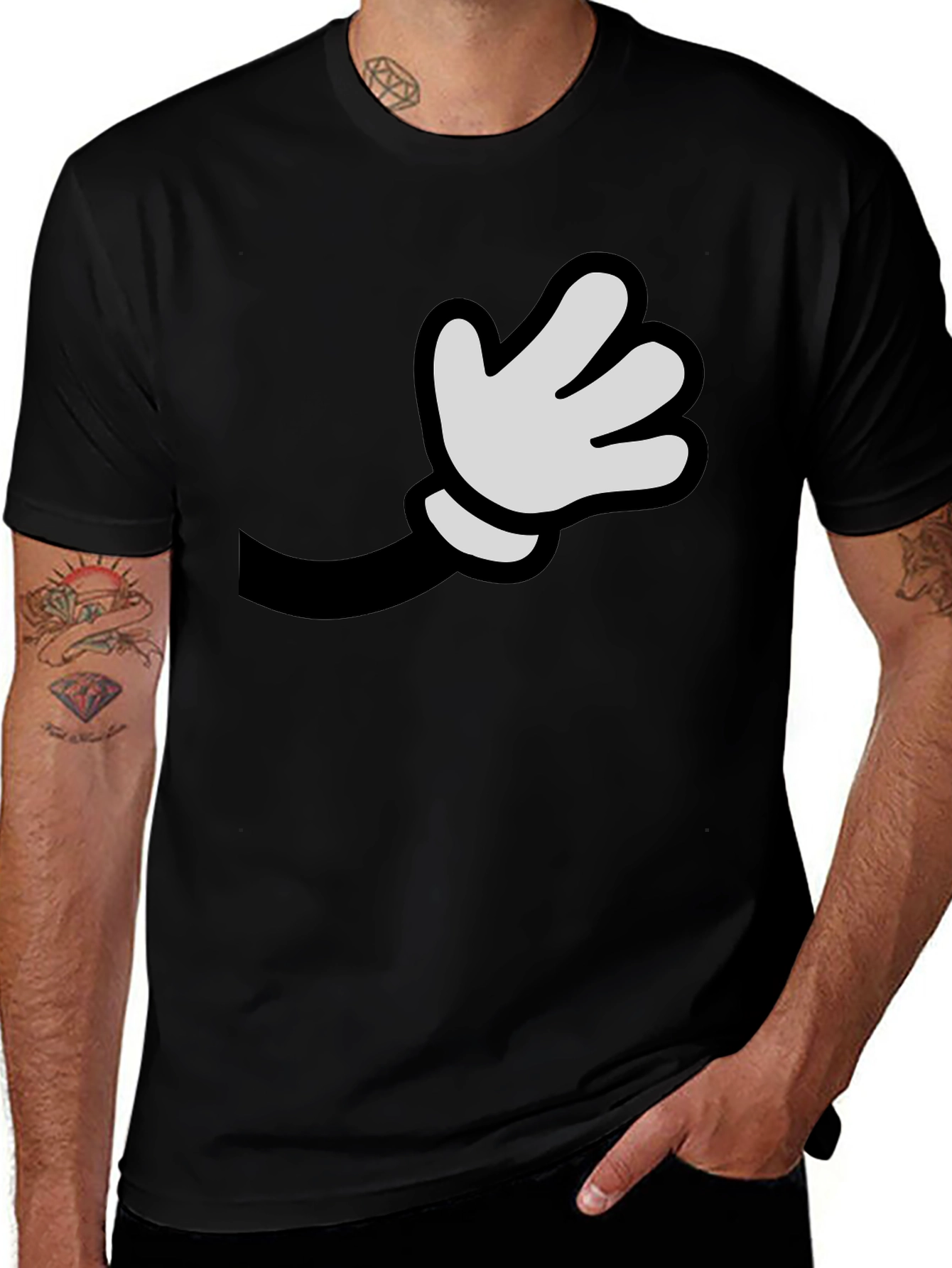 Variant 2 of Cartoon Hand Graphic Black Tee