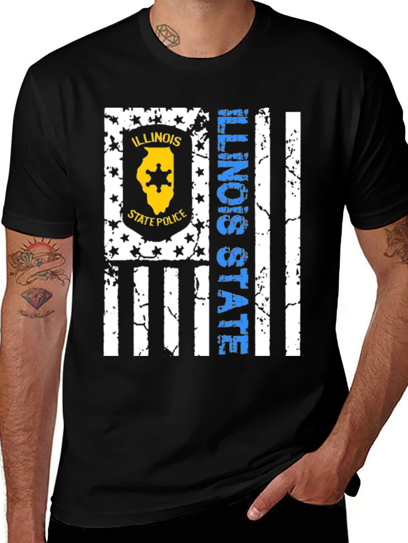 Variant 17 of Illinois State Police Flag Graphic T-Shirt