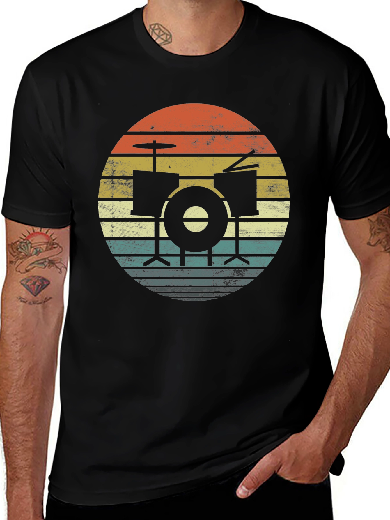 Variant 21 of Vintage Drum Set Sunset Graphic T-Shirt