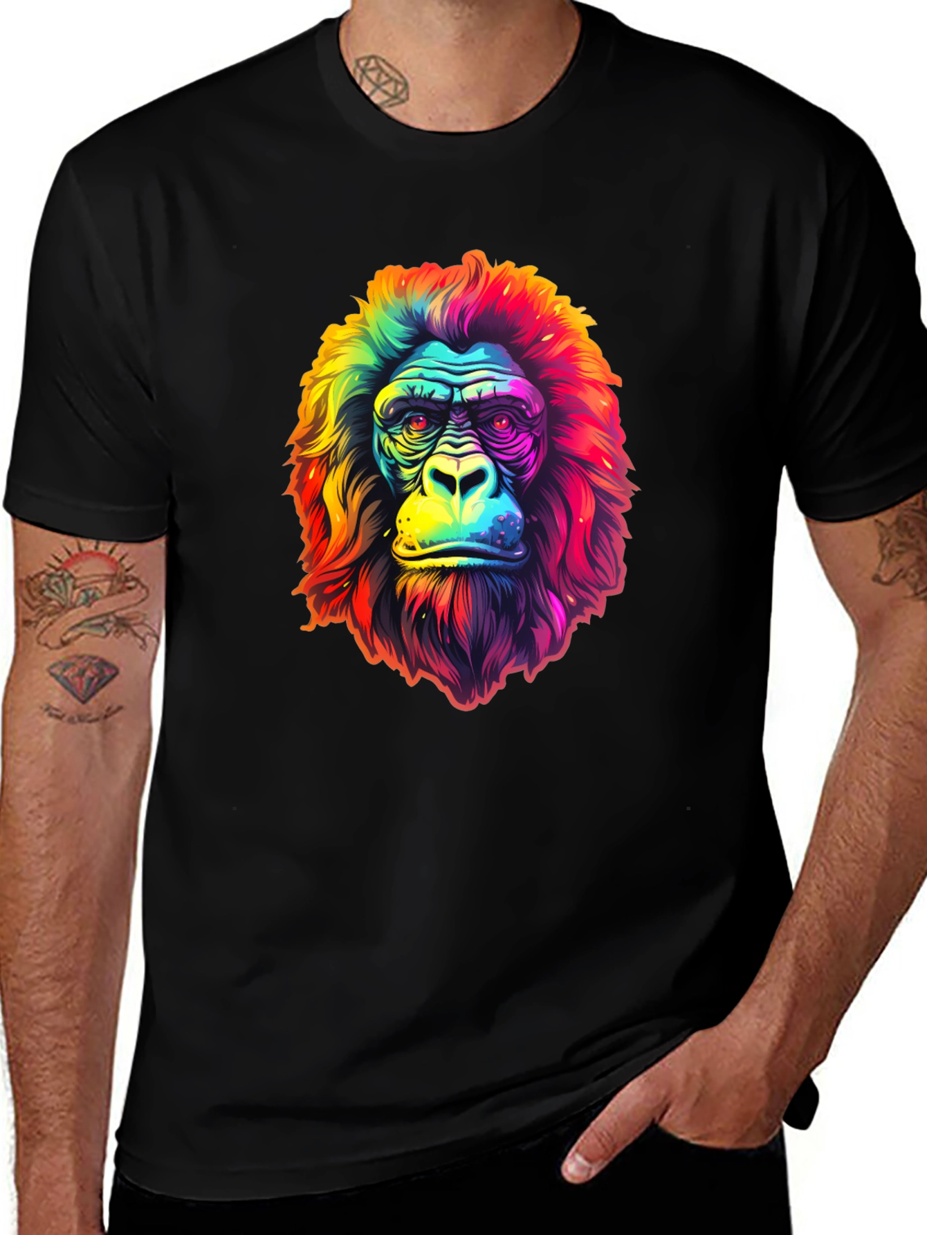 Variant 24 of Rainbow Gorilla Graphic Tee - Unique Colorful Design