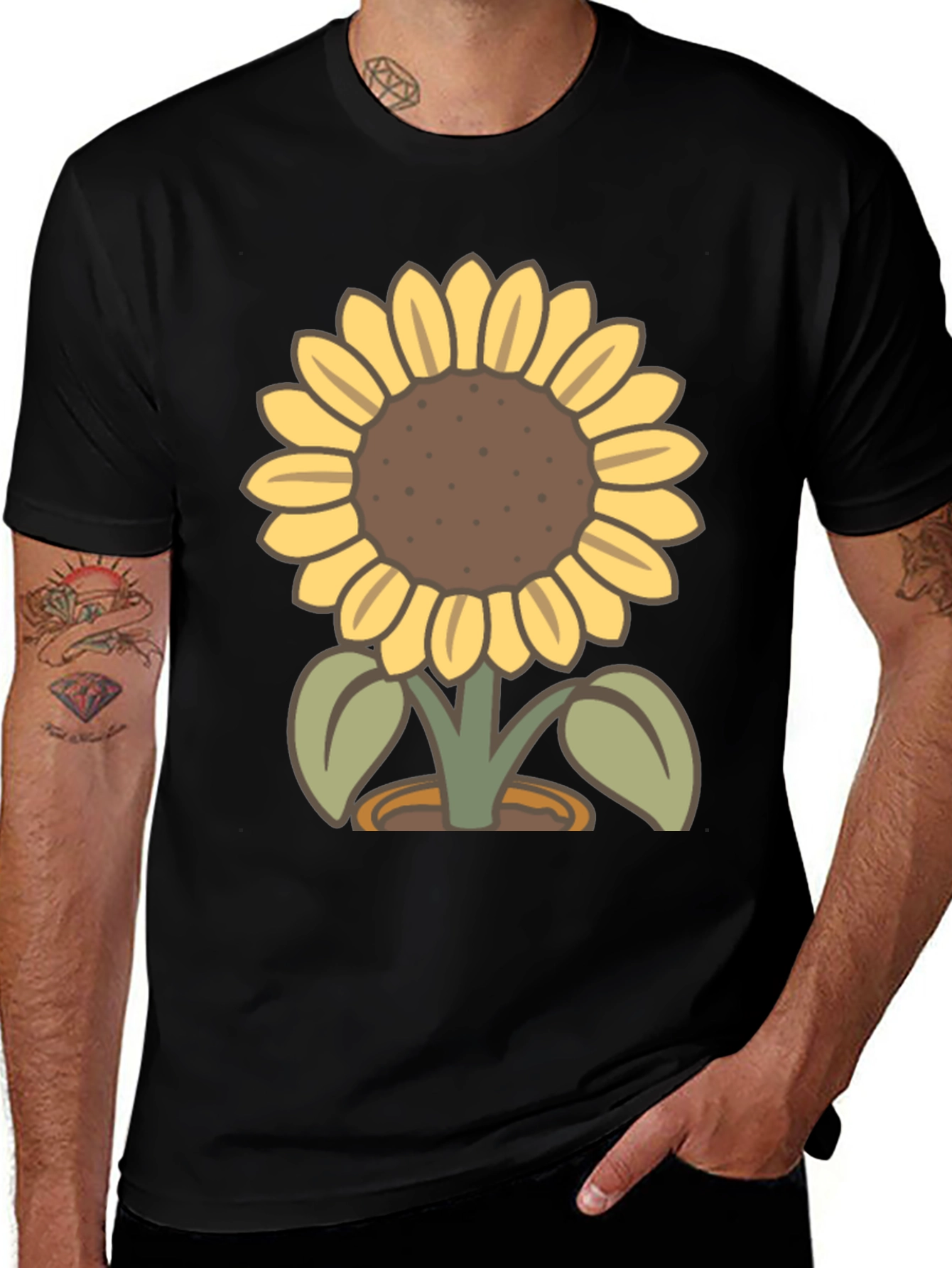 Variant 14 of Sunflower Graphic T-Shirt - Black Cotton Tee