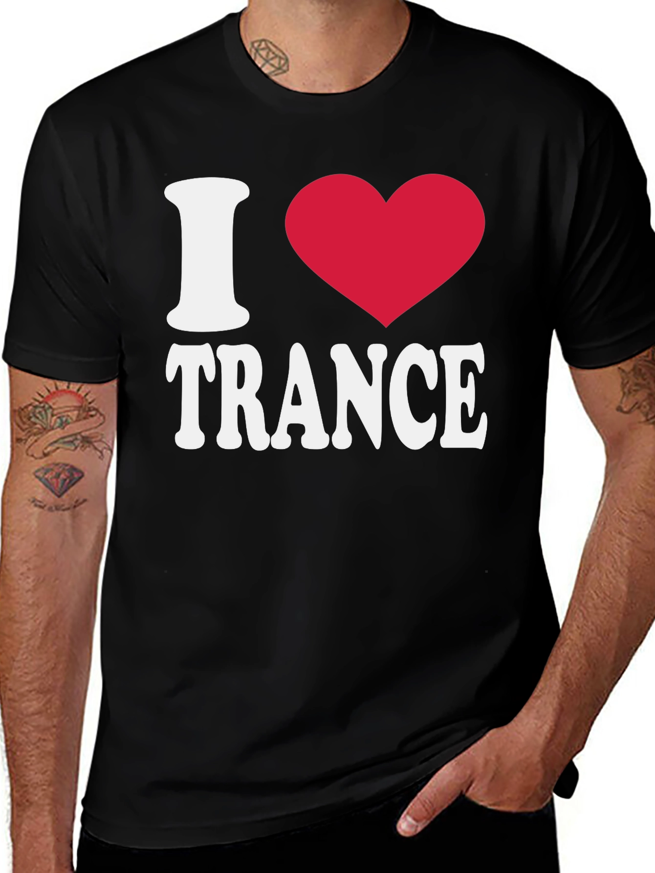 I Heart Trance Black T-Shirt - Music Lover Tee