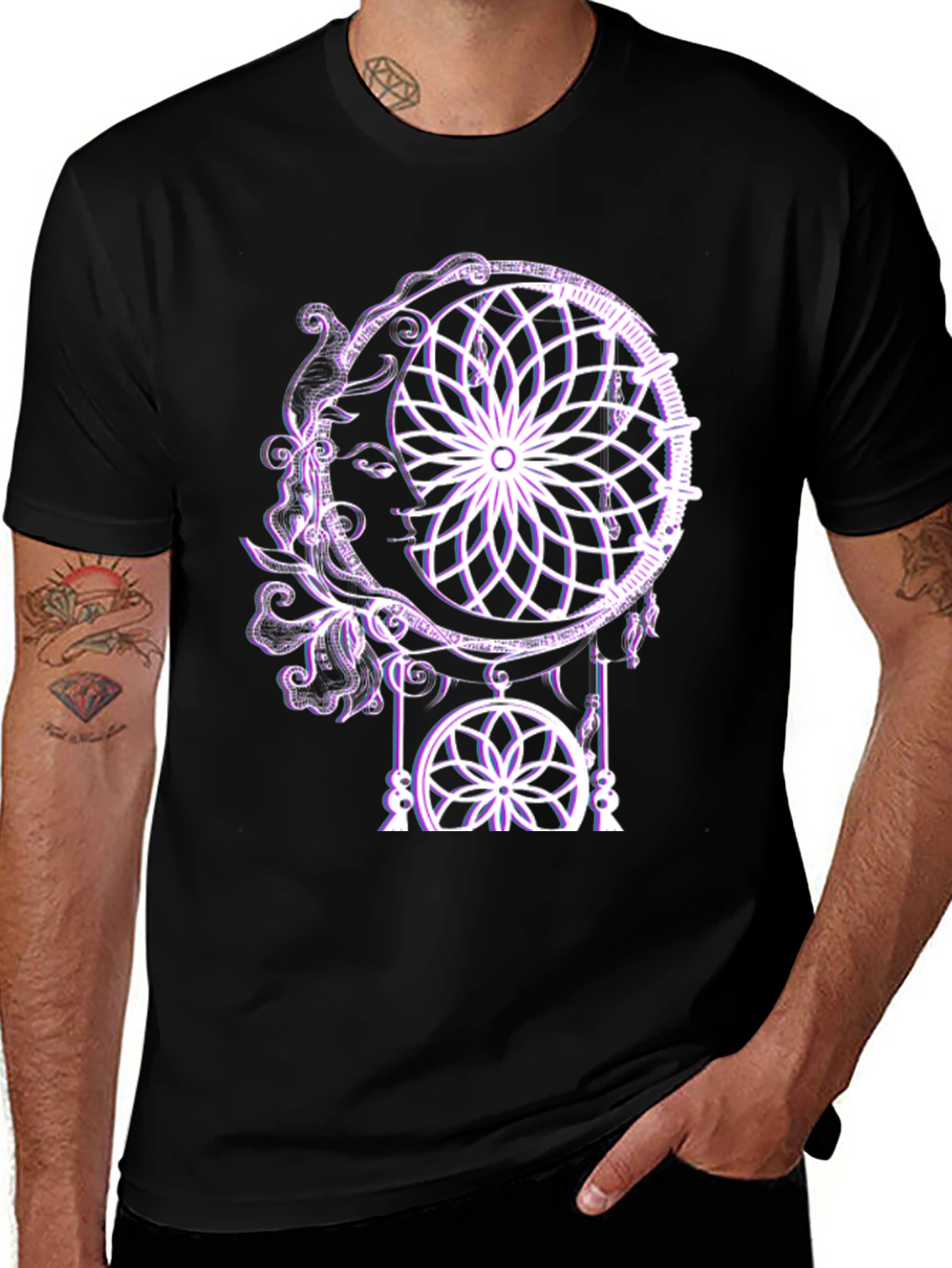 Variant 18 of Dreamcatcher Moon Graphic Tee - Stylish Black T-Shirt