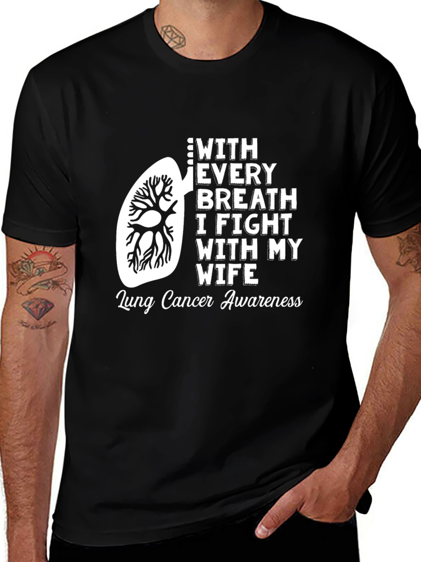 Variant 5 of Lung Cancer Awareness T-Shirt - With Every Breath I Fight