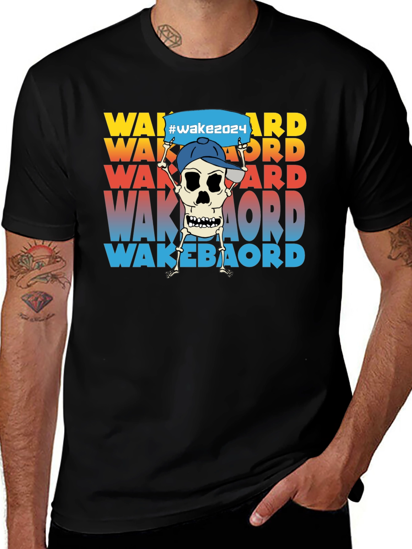 Variant 27 of Wakeboard Skeleton Graphic T-Shirt - Unisex Tee