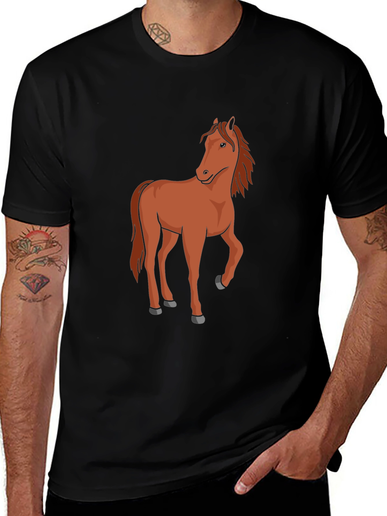 Variant 27 of Black Horse Graphic Tee - Stylish & Comfortable