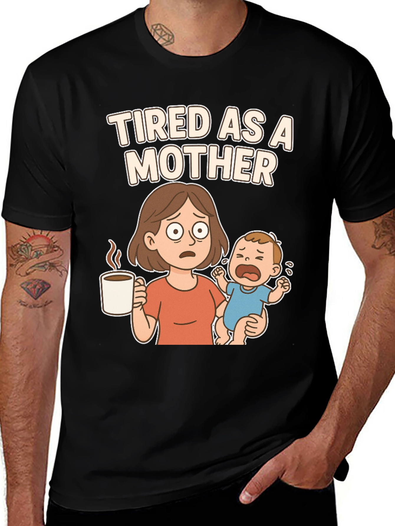 Variant 2 of Tired as a Mother Cartoon Graphic T-Shirt