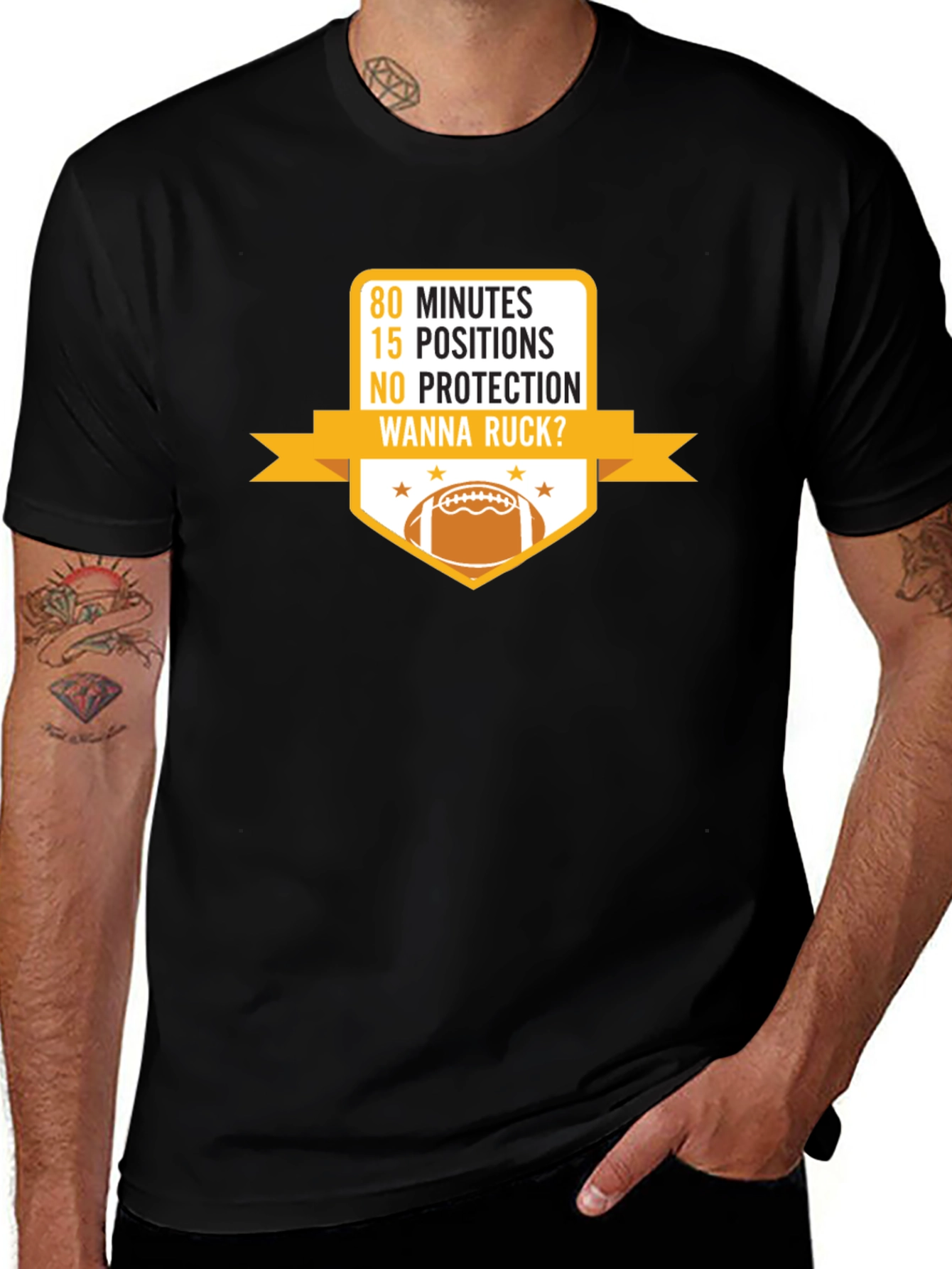 Variant 26 of Rugby Humor T-Shirt: 80 Minutes No Protection Wanna Ruck?