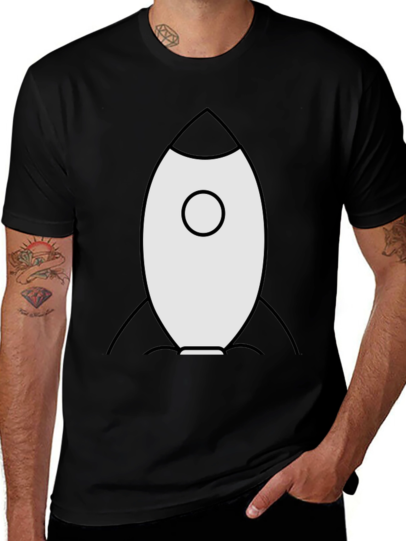 Variant 7 of Rocket Graphic Print Black T-Shirt