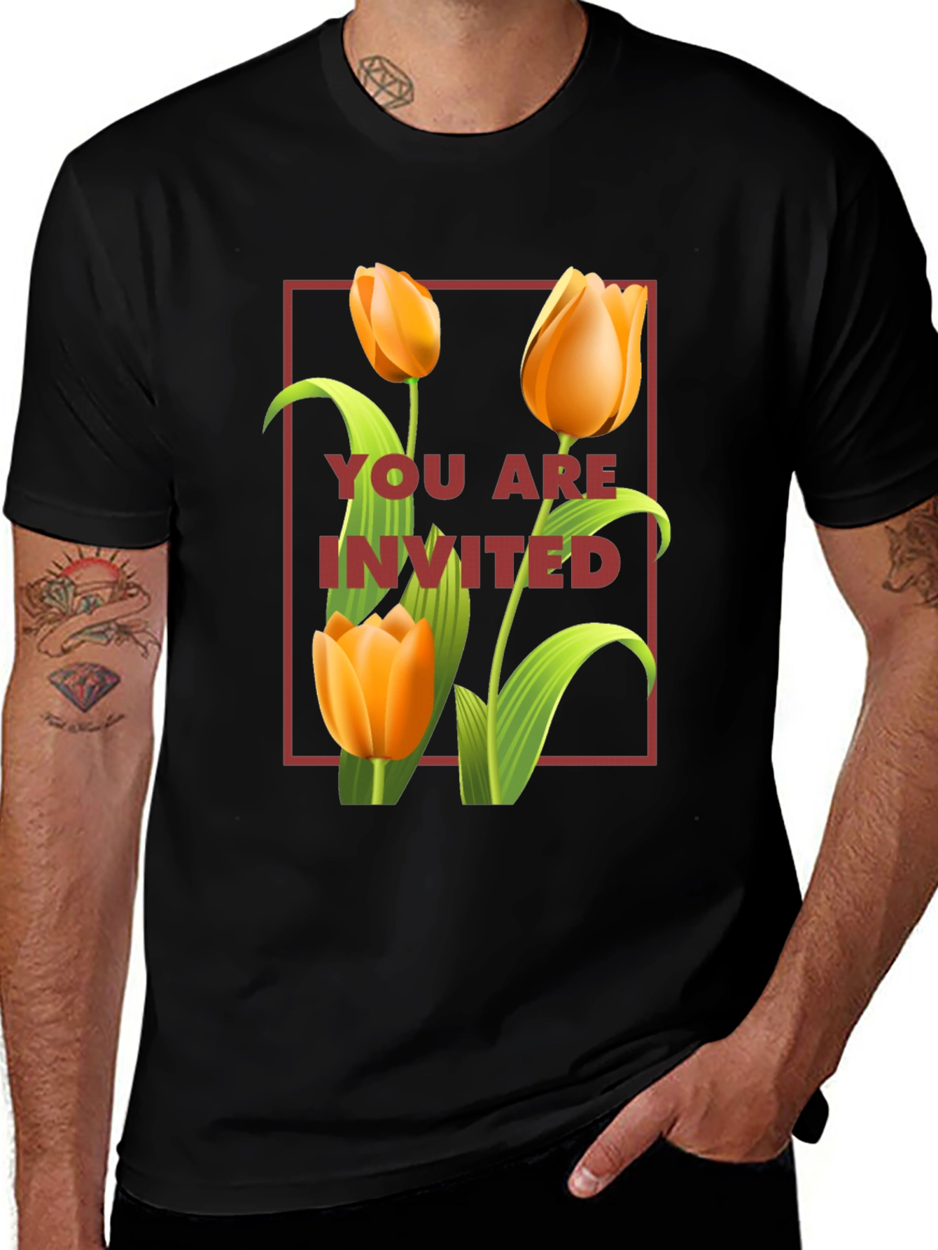 Variant 5 of Floral Invitation Graphic Tee - Trendy Unisex Shirt