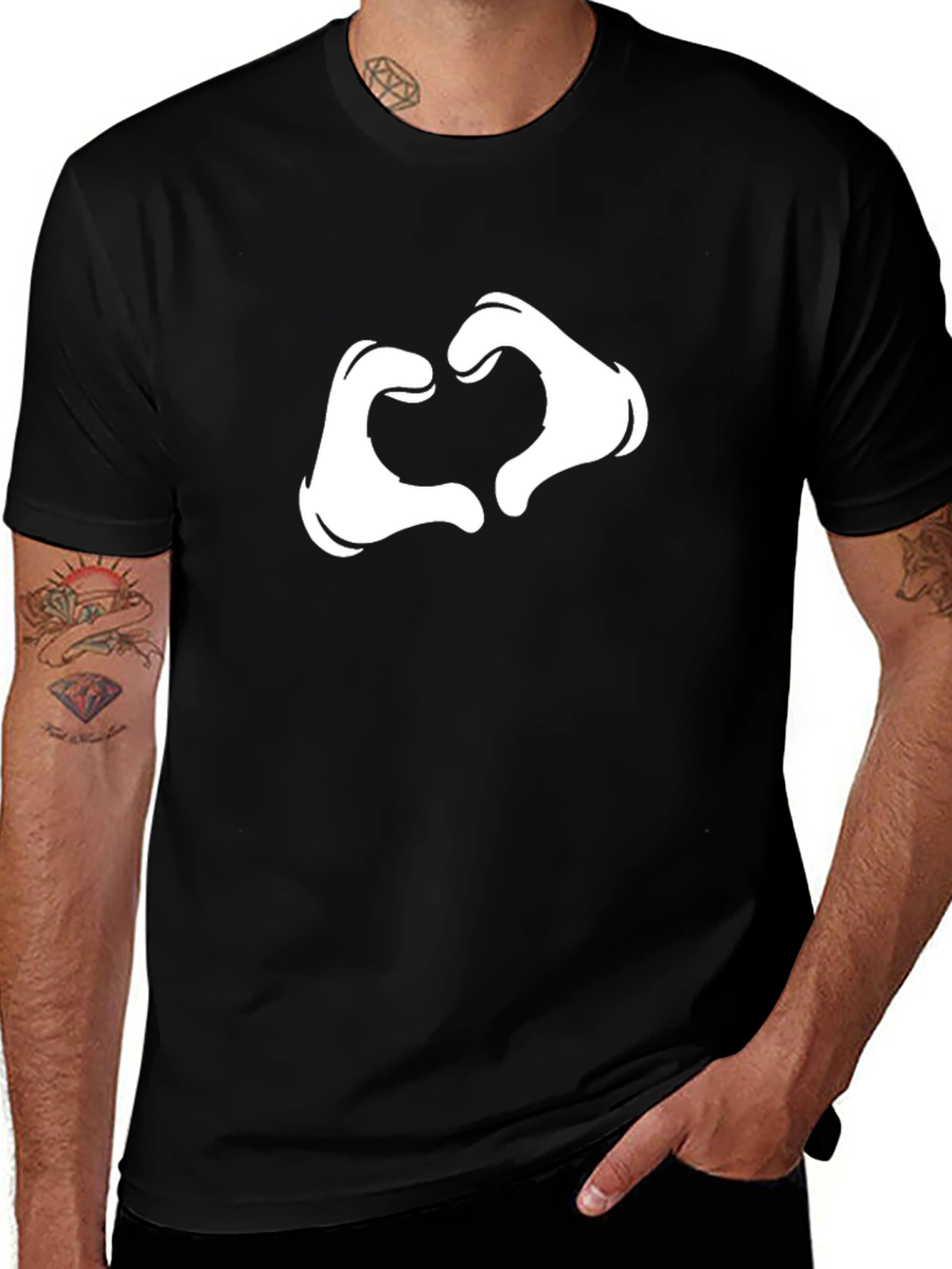 Variant 15 of Heart Hands Graphic Tee - Modern Black T-Shirt