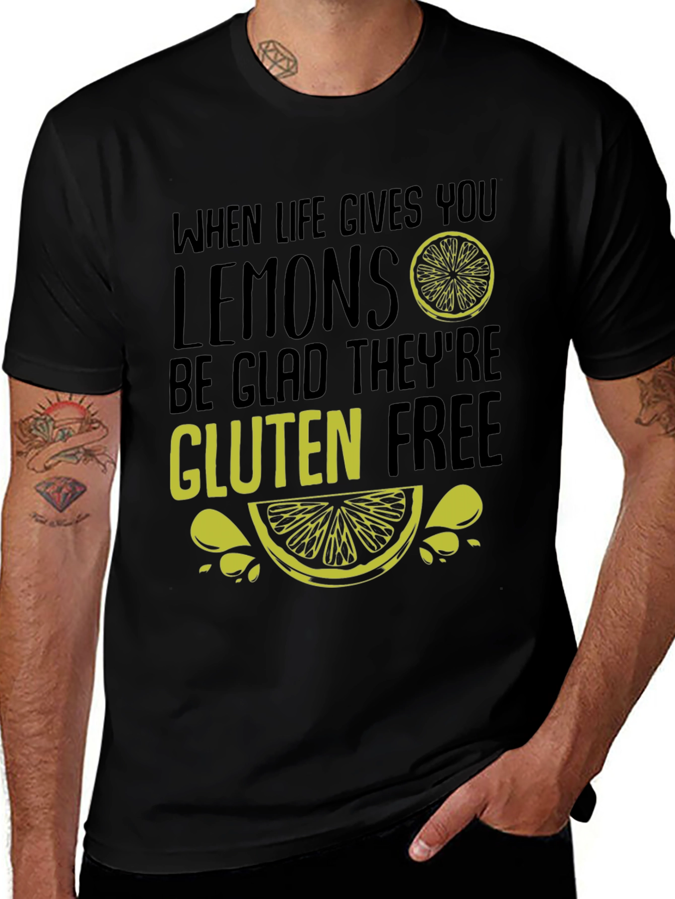 Black Funny Gluten-Free Lemon Graphic Tee main image
