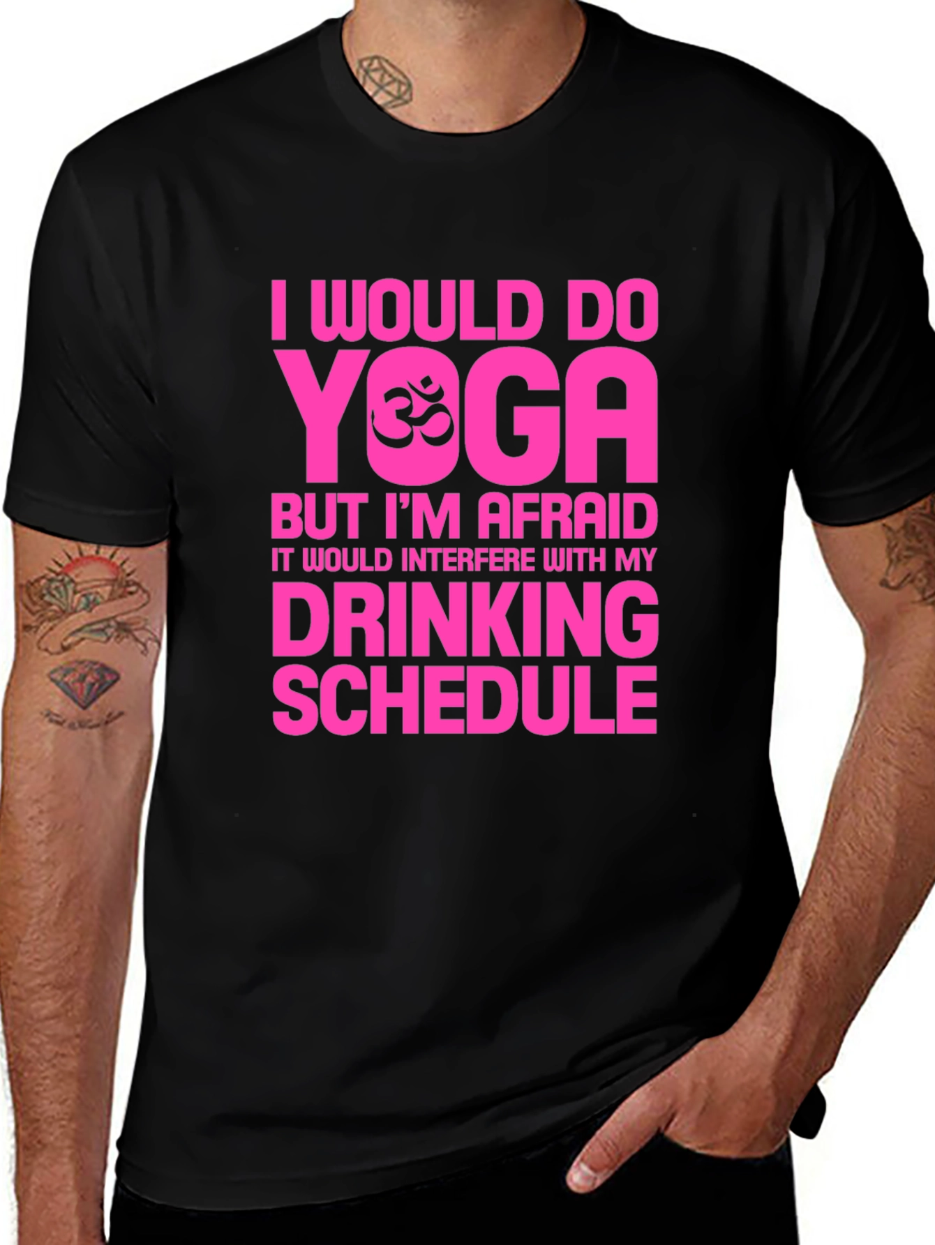 Variant 26 of Funny Yoga & Drinking Schedule Men's T-Shirt