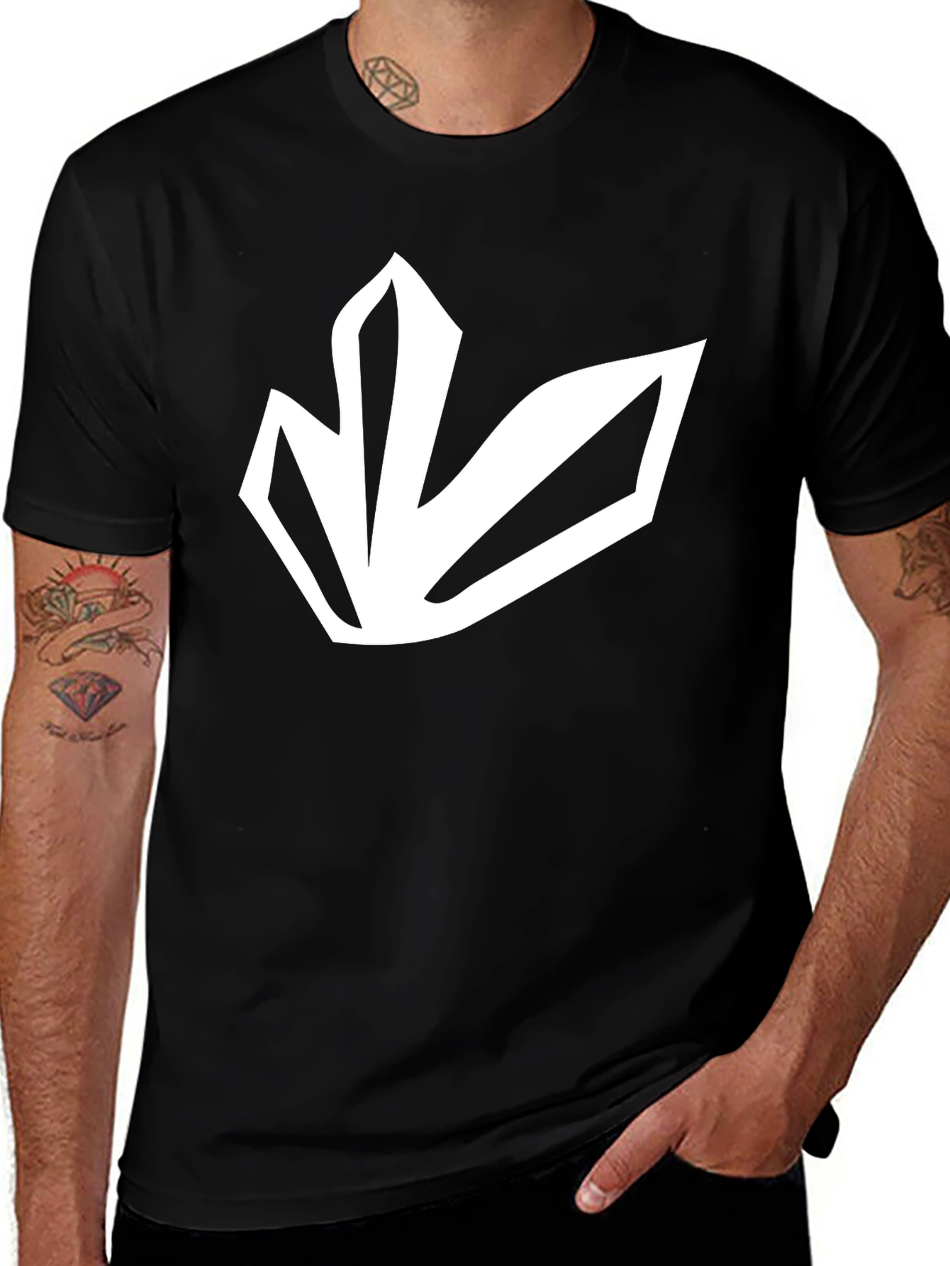 Variant 8 of Black T-Shirt with White Emblem