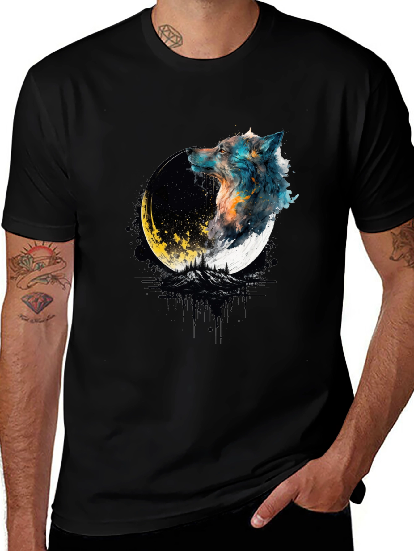 Variant 8 of Wolf Moon Graphic Tee - Modern Artistic Print